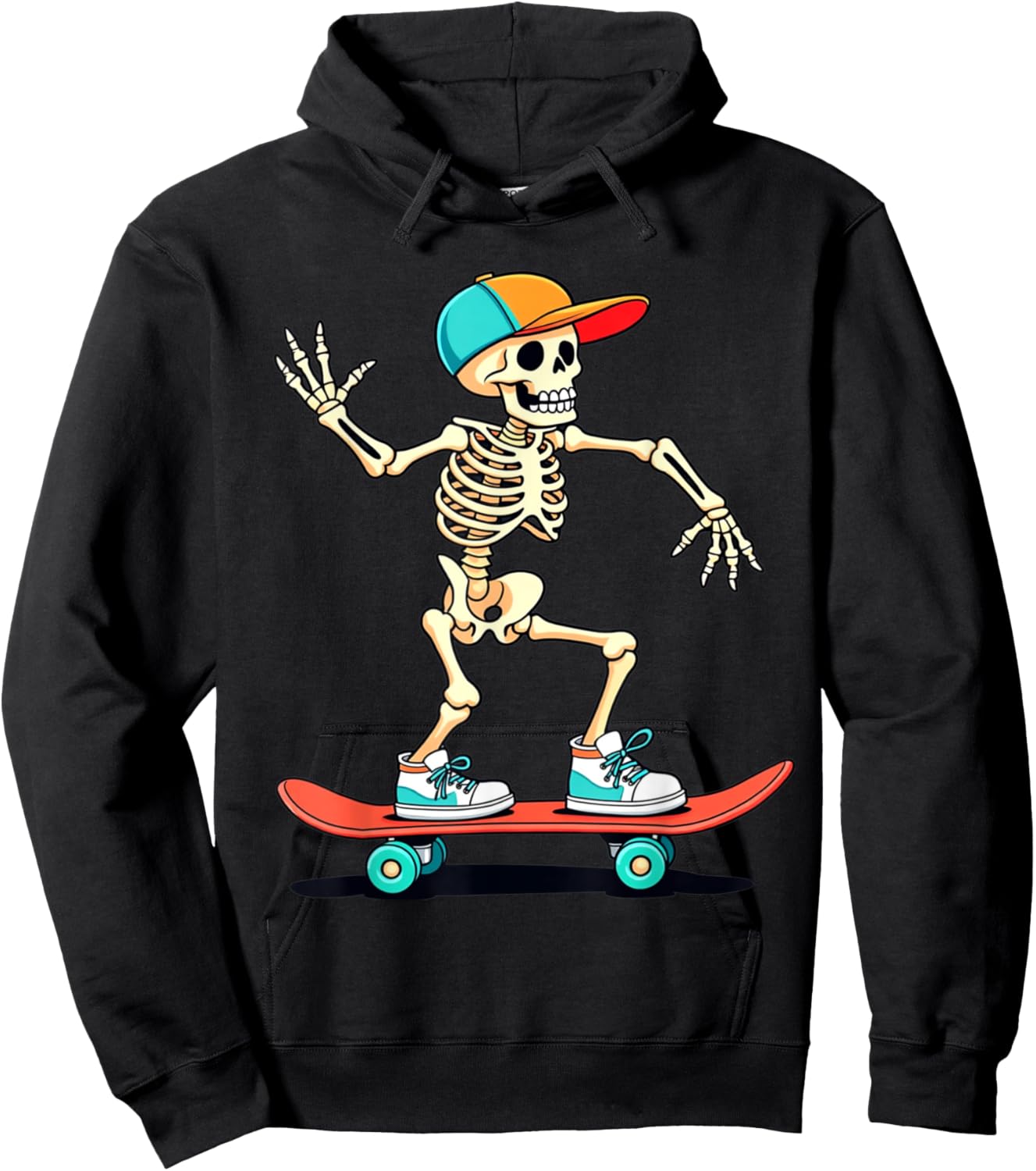 Skeleton Skating Skateboarding Skater Boys Girls Kids Hoodie - Hoodie | Black