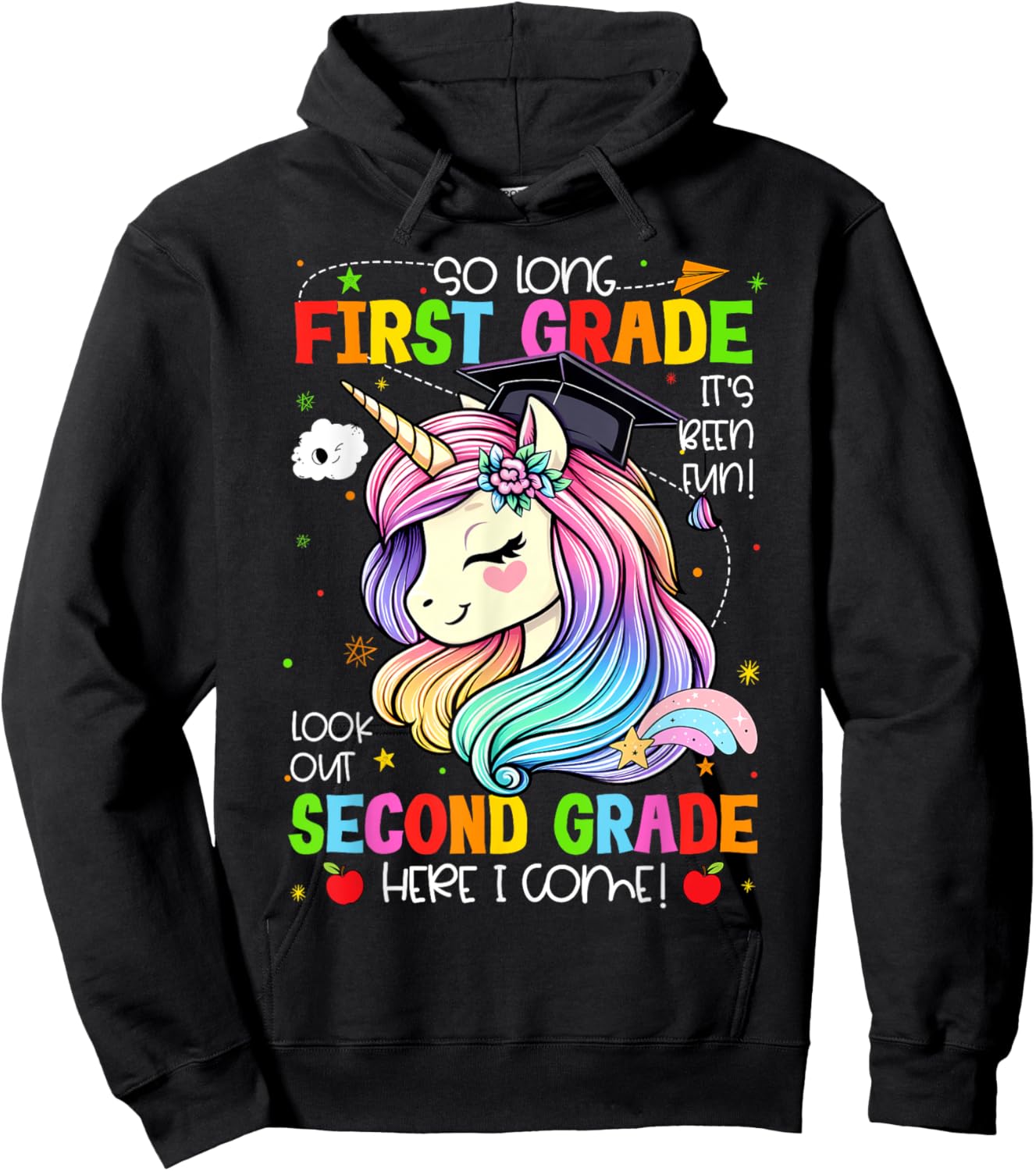 So Long 1st Grade It's Been Fun Look Out 2nd Grade Unicorn Hoodie - Hoodie | Black