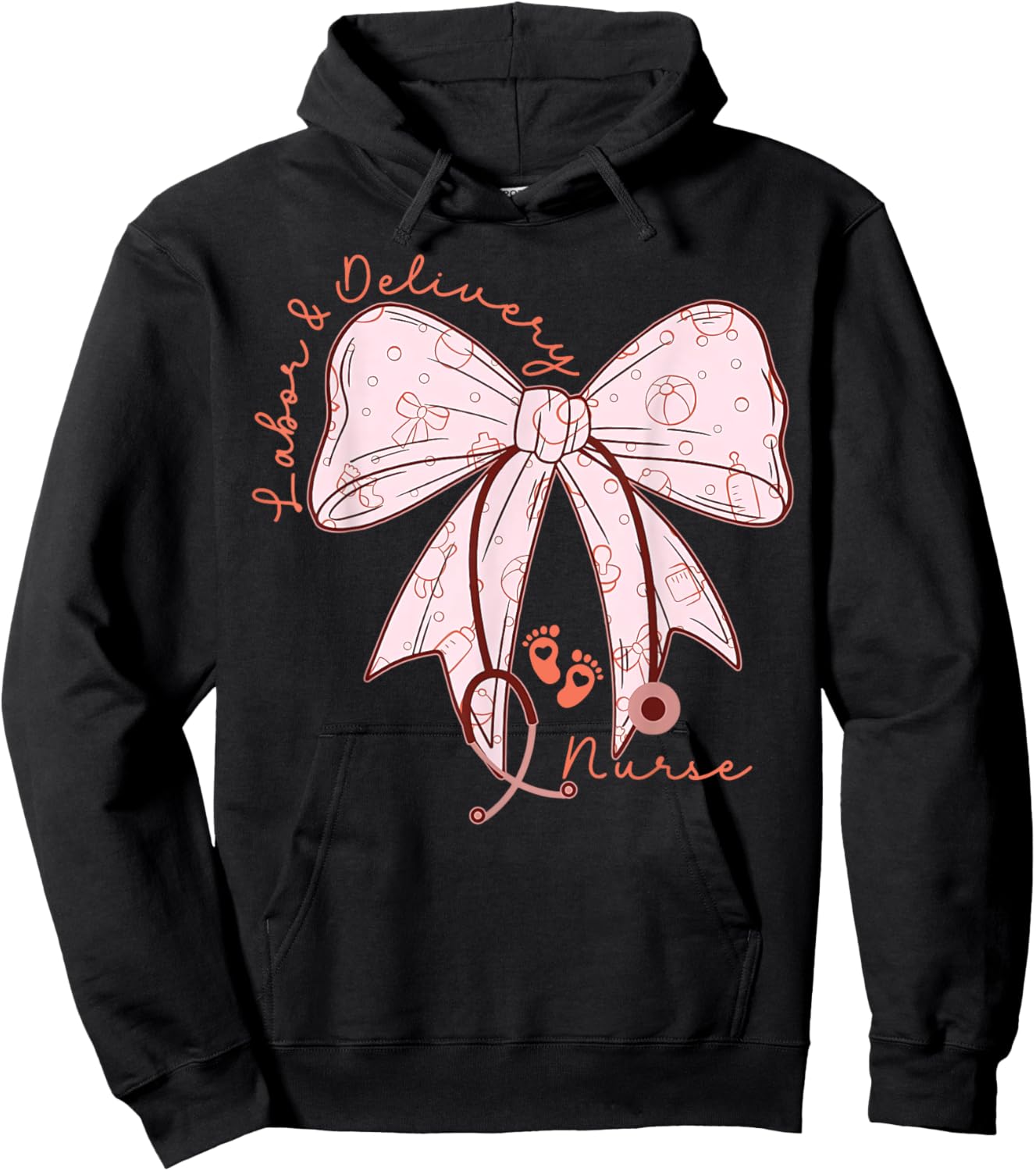Cute Coquette Bow Labor and Delivery Unit Baby Ob RN Nurse Hoodie - Hoodie | Black