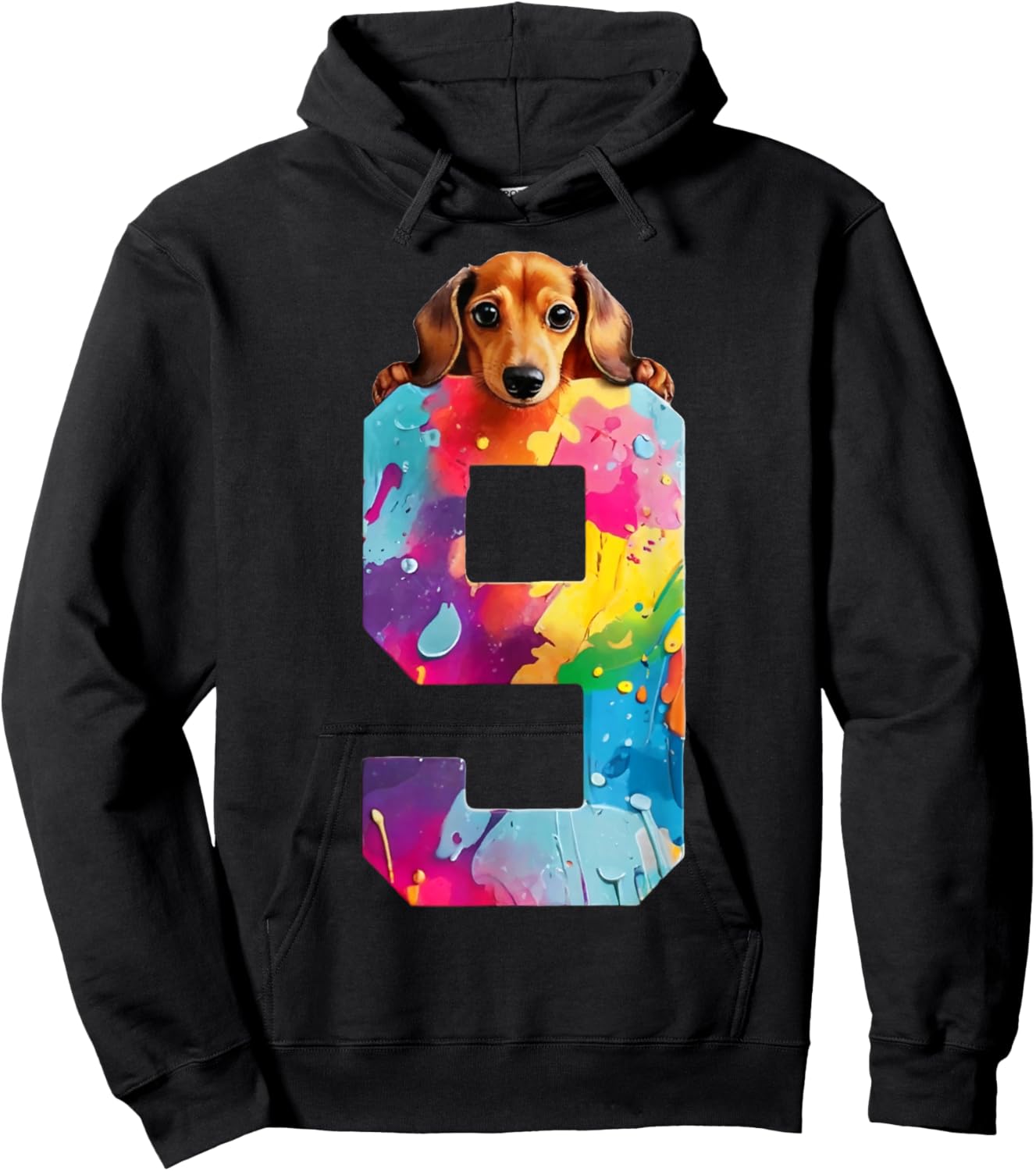Dog 9 Years Dachshund 9th Birthday Hoodie - Hoodie | Black
