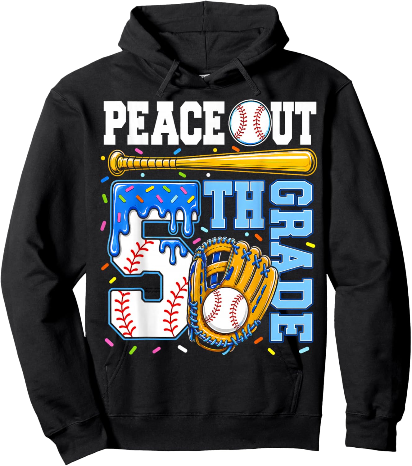 5th Grade Fifth Baseball Drip Graduation Last Day of School Hoodie - Hoodie | Black