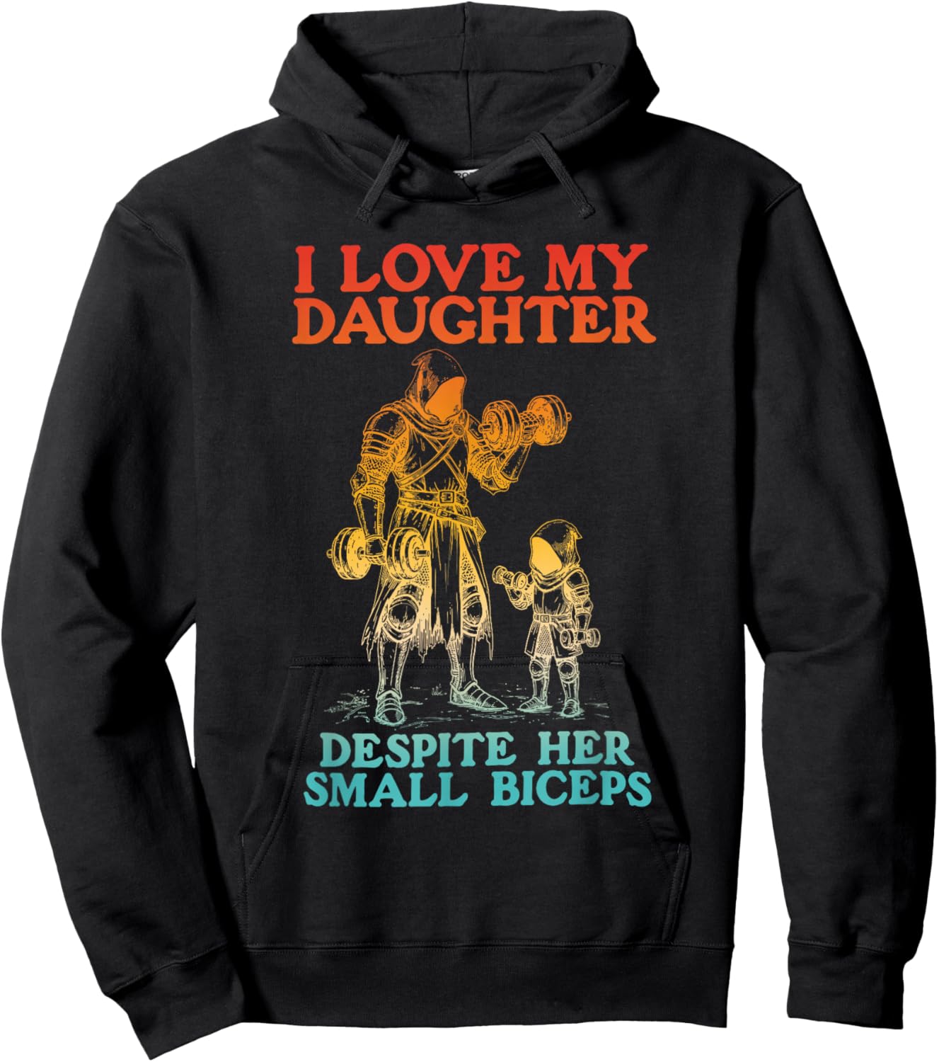 I Love My Daughter Despite Her Small Biceps Funny Family Hoodie - Hoodie | Black