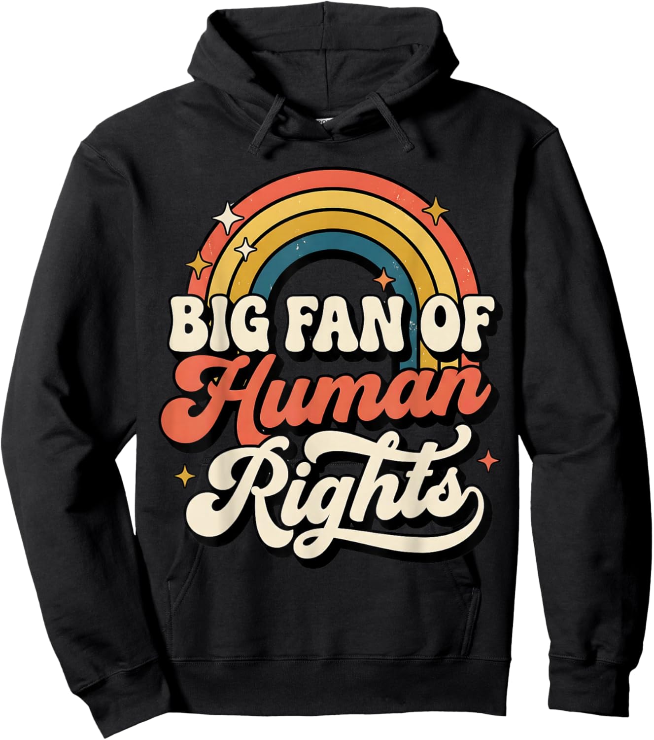 Big Fan of Human Rights Vintage Rainbow Hoodie - Hoodie | Black
