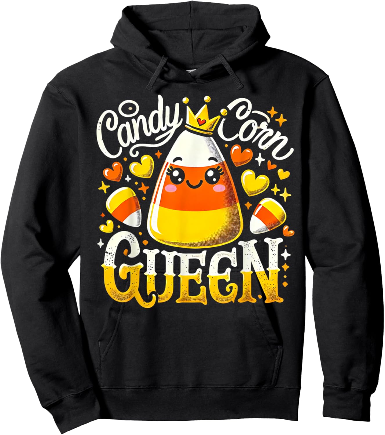 Candy Corn Queen Halloween Party Cute Costume Funny Hoodie - Hoodie | Black