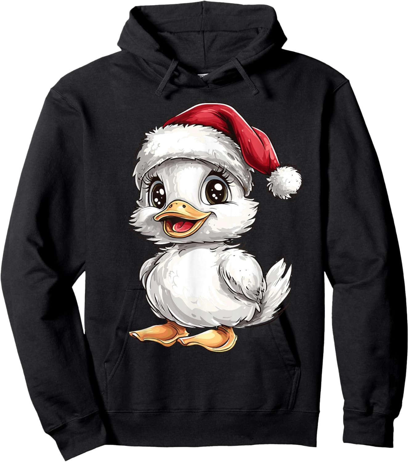 Duck Santa Hat Funny Girls Kids Duck Lovers Christmas Pajama Hoodie - Hoodie | Black