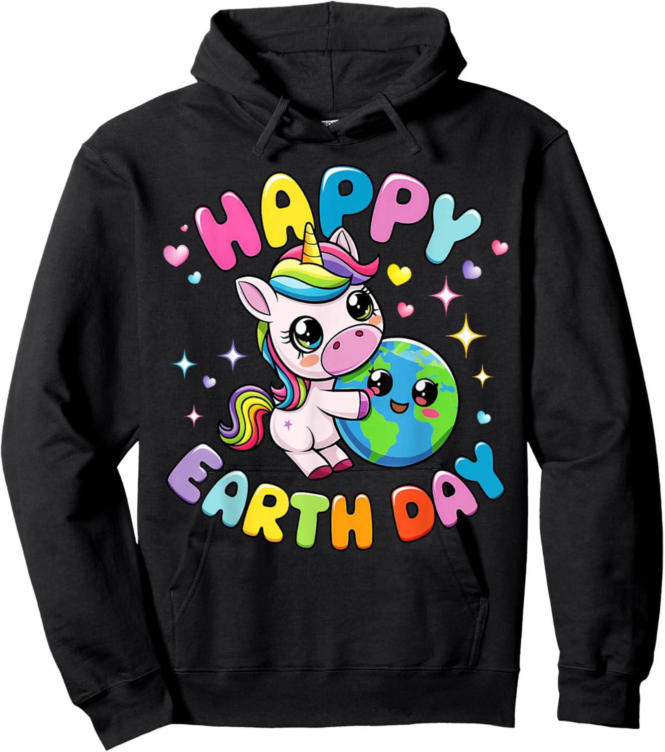 Happy Earth Day Unicorn Earth Day 2025 Kids Toddler Girl Hoodie - Hoodie | Black