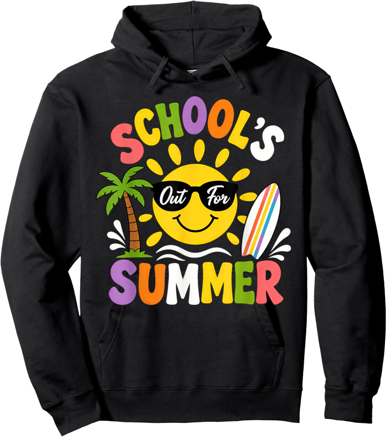 Last Day of School Graduation Groovy Schools Out for Summer Hoodie - Hoodie | Black