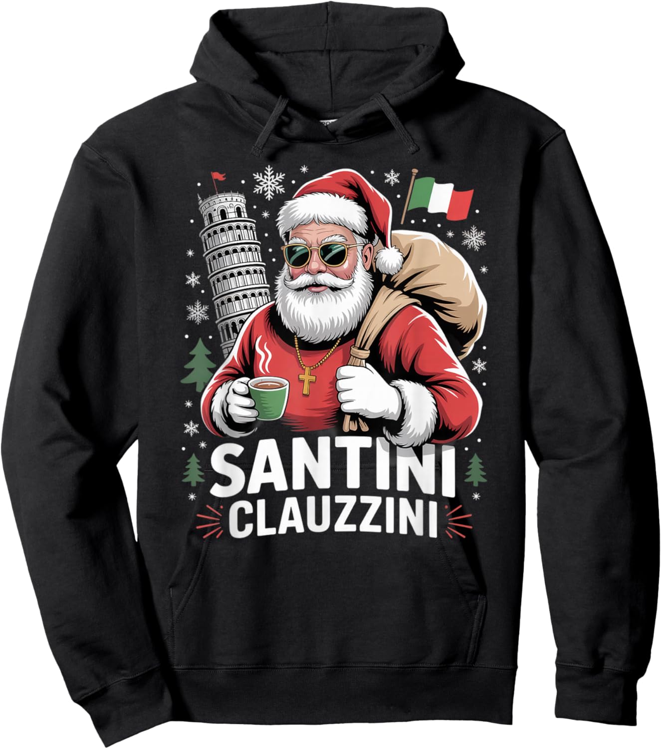Italian Brainrot Christmas Santini Clauzzini Funny Santa Hoodie - Hoodie | Black