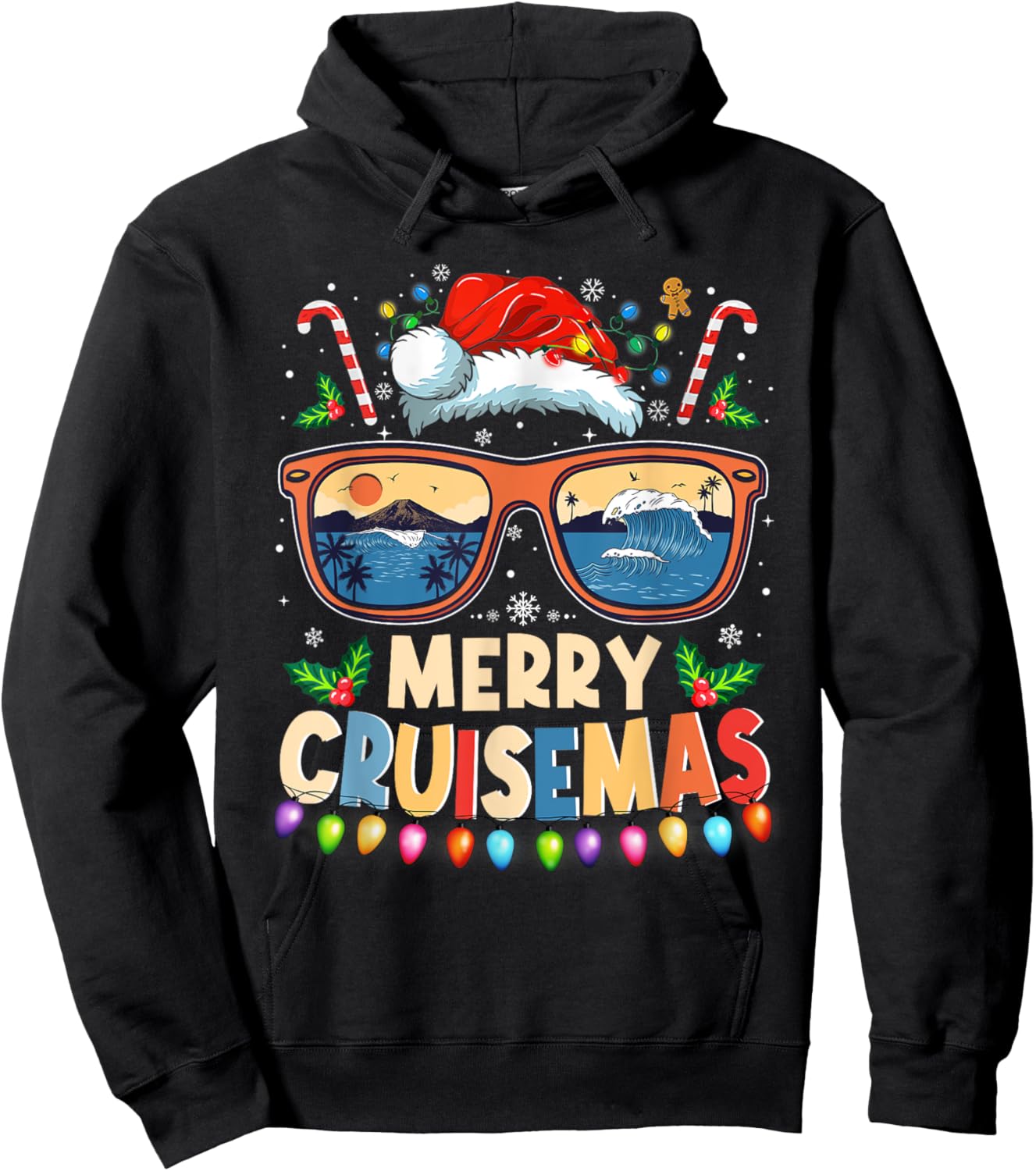 Merry Cruisemas 2025 Funny Christmas Santa Reindeer Cruise Hoodie - Hoodie | Black