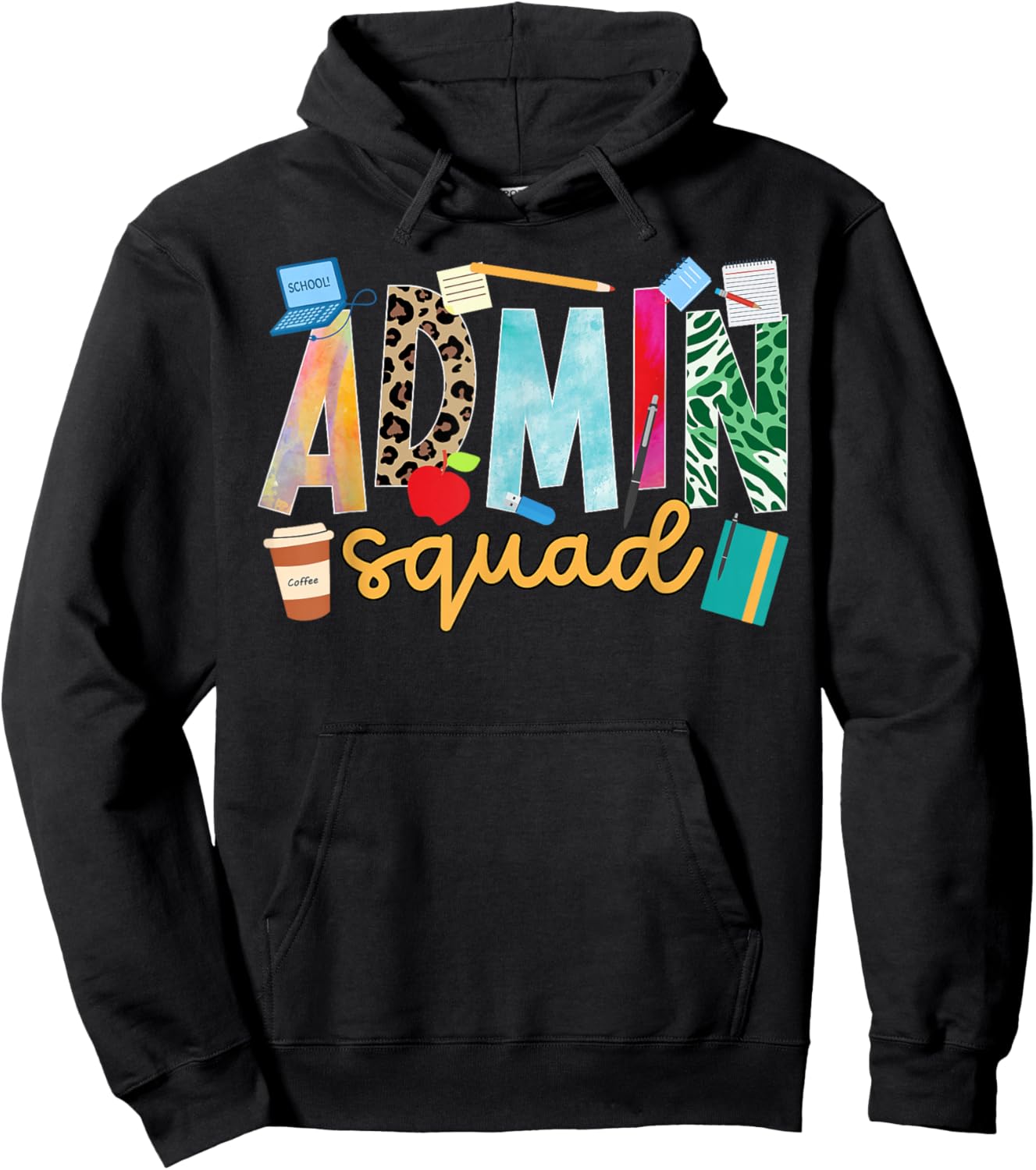 Admin Squad Leopard School Administrator School Admin Hoodie - Hoodie | Black