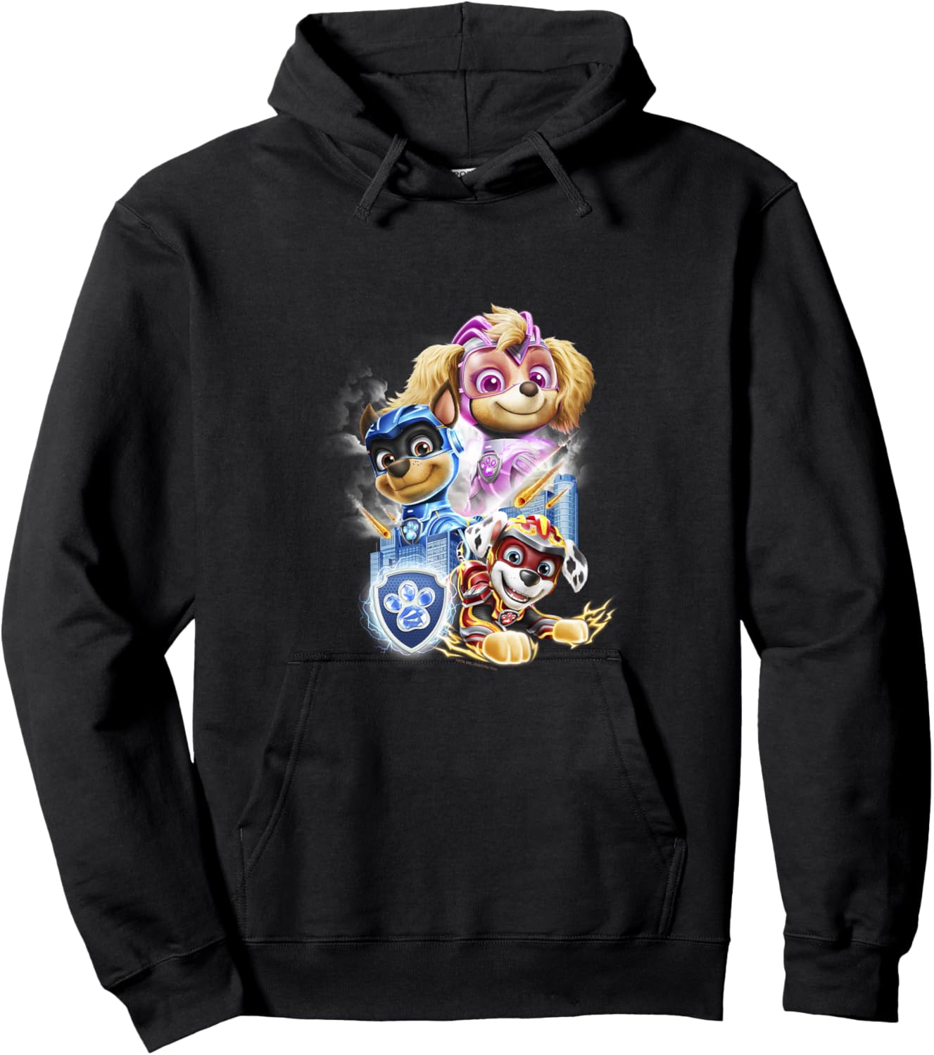 Kids PAW Patrol: The Mighty Movie Skye Chase Marshall Logo Hoodie - Hoodie | Black