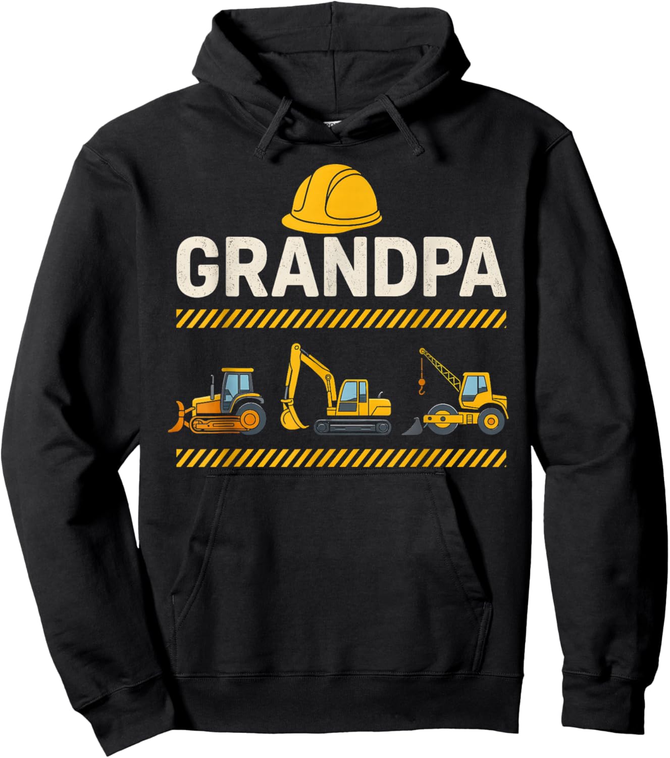 Funny Grandpa Construction Excavator Dad Father Day Birthday Hoodie - Hoodie | Black