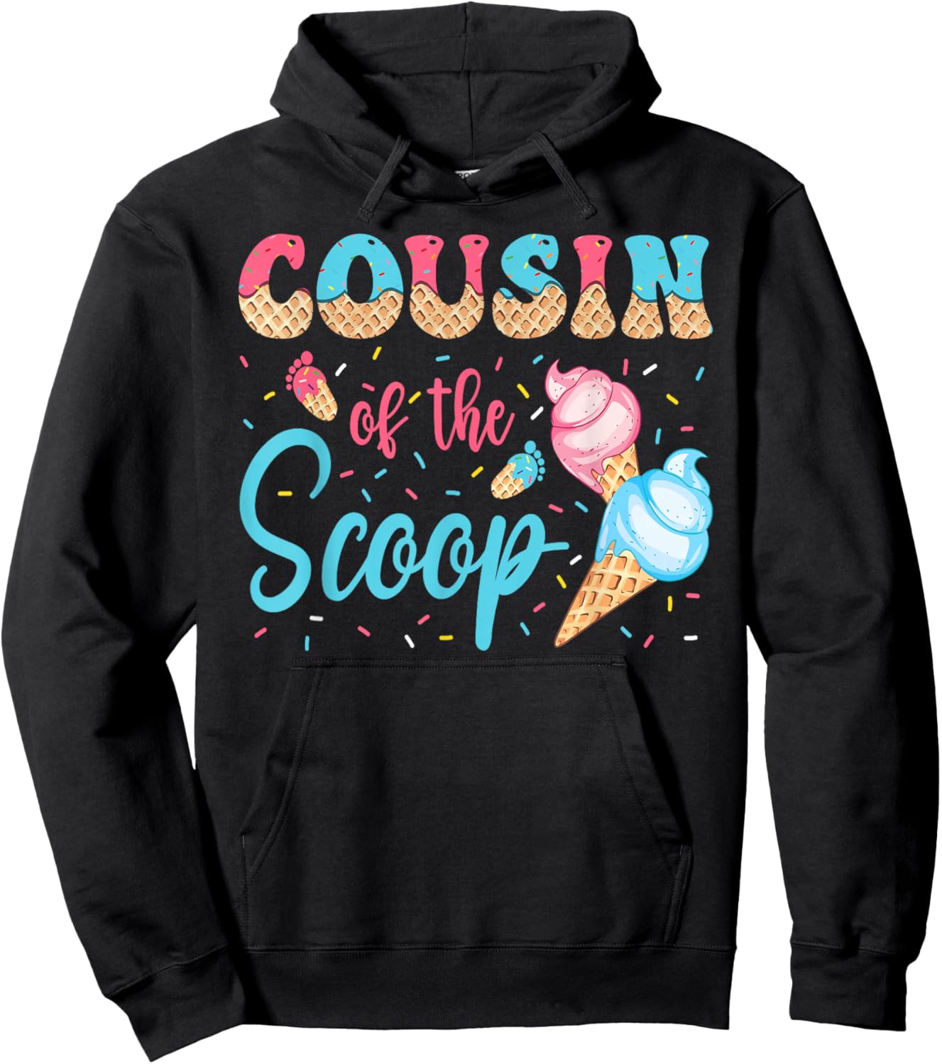 Cousin Of The Scoop Ice Cream Gender Reveal Baby Shower Hoodie - Hoodie | Black