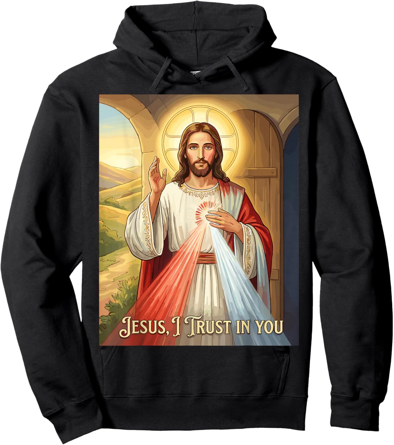 Divine Mercy Image Jesus I Trust in You Catholic Prayer Hoodie - Hoodie | Black