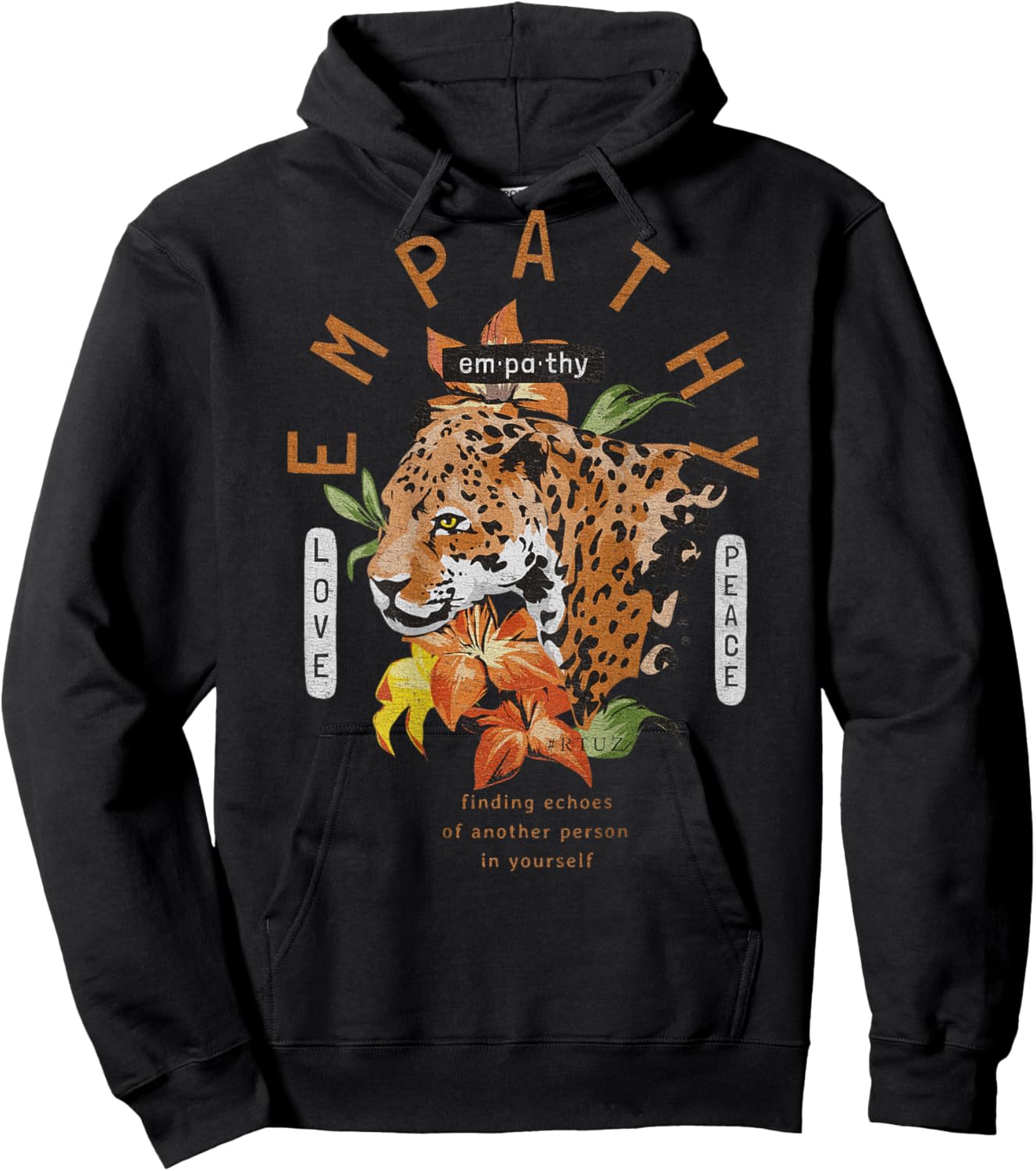 Hip Hop Vintage Retro Urban Y2K Back Print Streetwear Tiger Men Women Kids Hoodie - Hoodie | Black