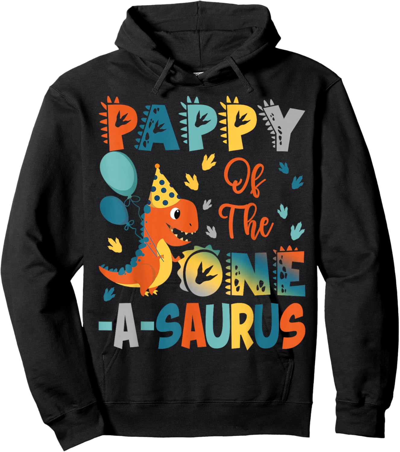 Pappy Of The One-A-Saurus 2Nd Birthday Dinosaur Party Hoodie - Hoodie | Black