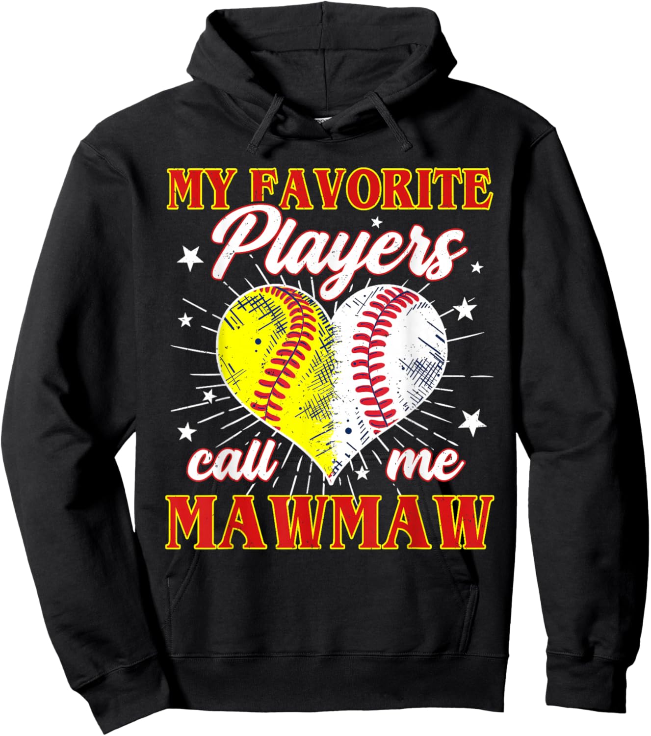 My Favorite Softball Baseball Players Call Me Mawmaw Hoodie - Hoodie | Black