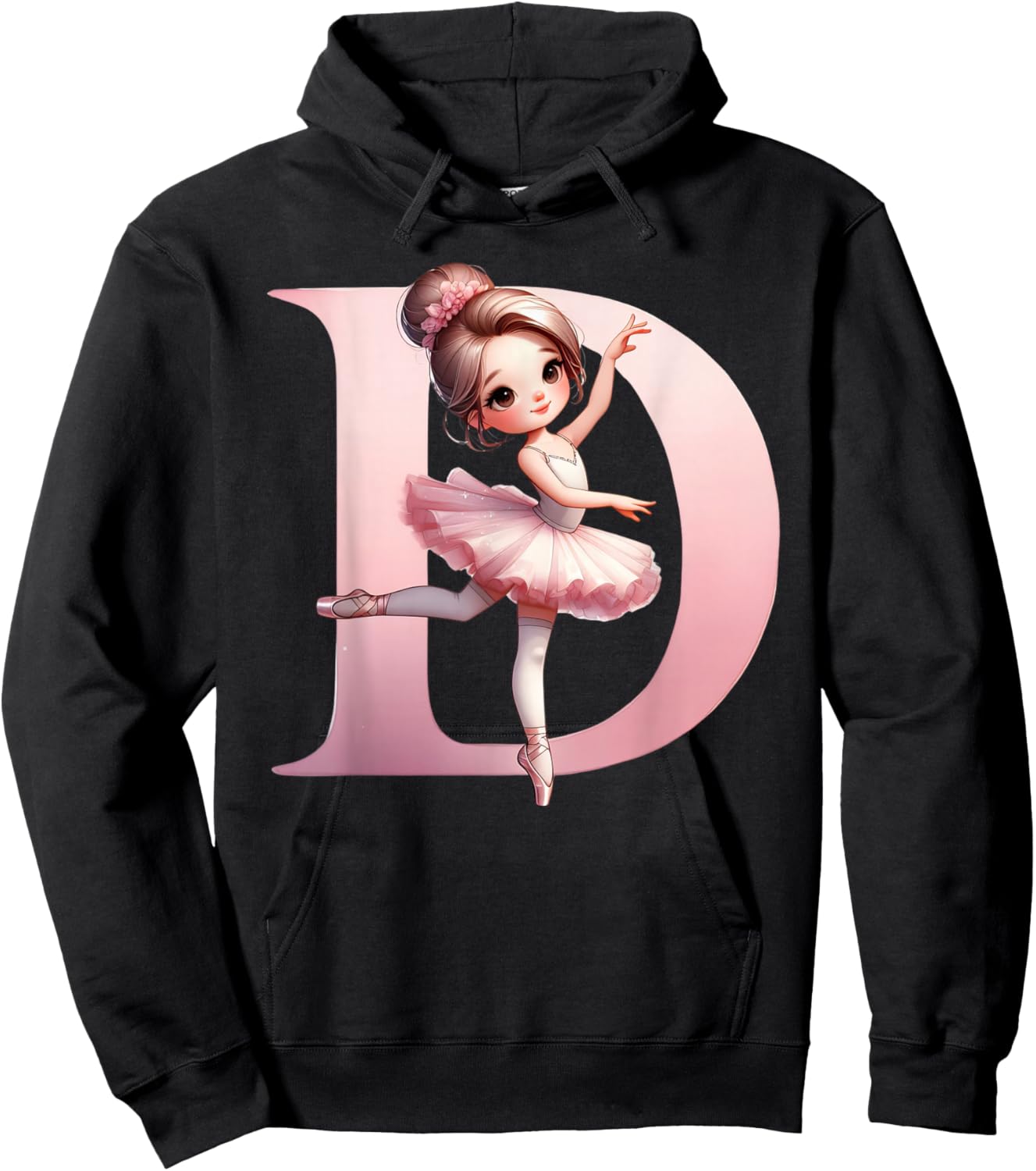 Ballerina Girl Dancing Name First Letter D Girly Tutu Ballet Hoodie - Hoodie | Black