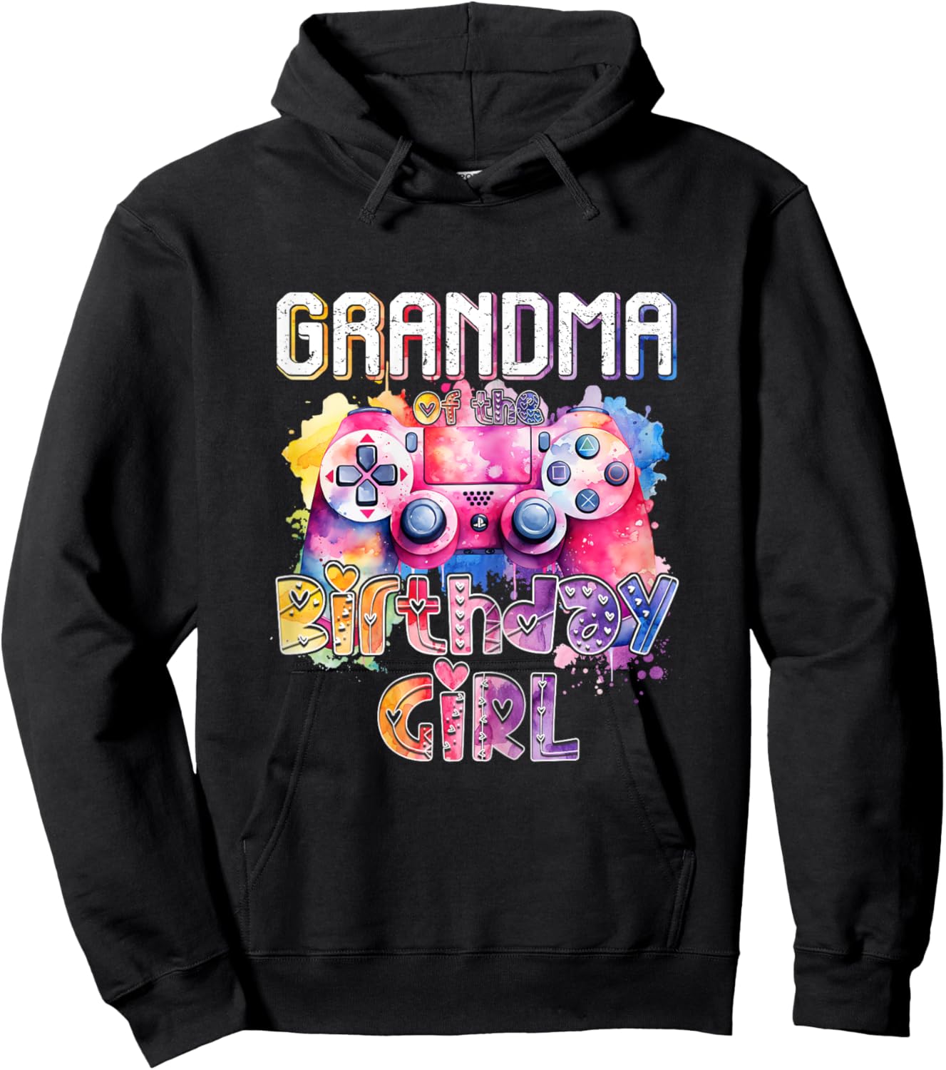 Grandma of the Birthday Girl Matching Video Gamer Birthday Hoodie - Hoodie | Black