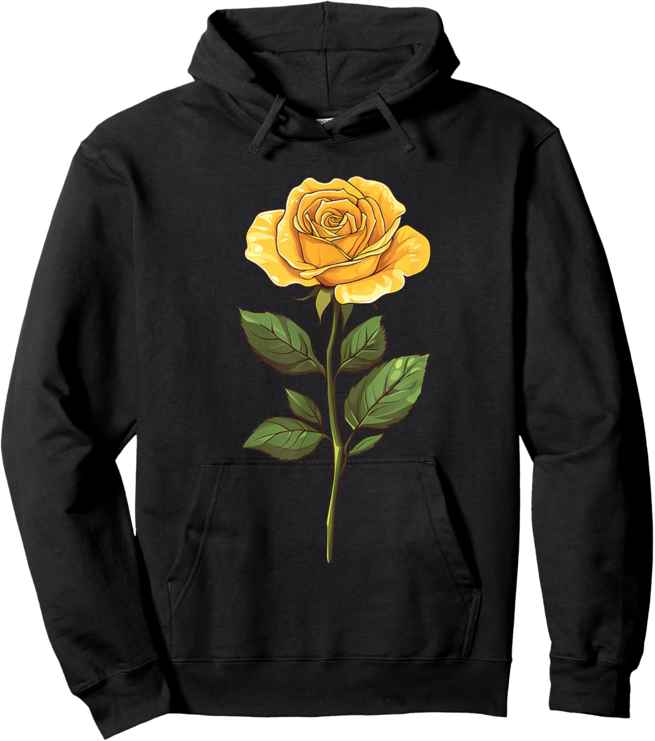 Yellow Rose Graphic Hoodie - Hoodie | Black