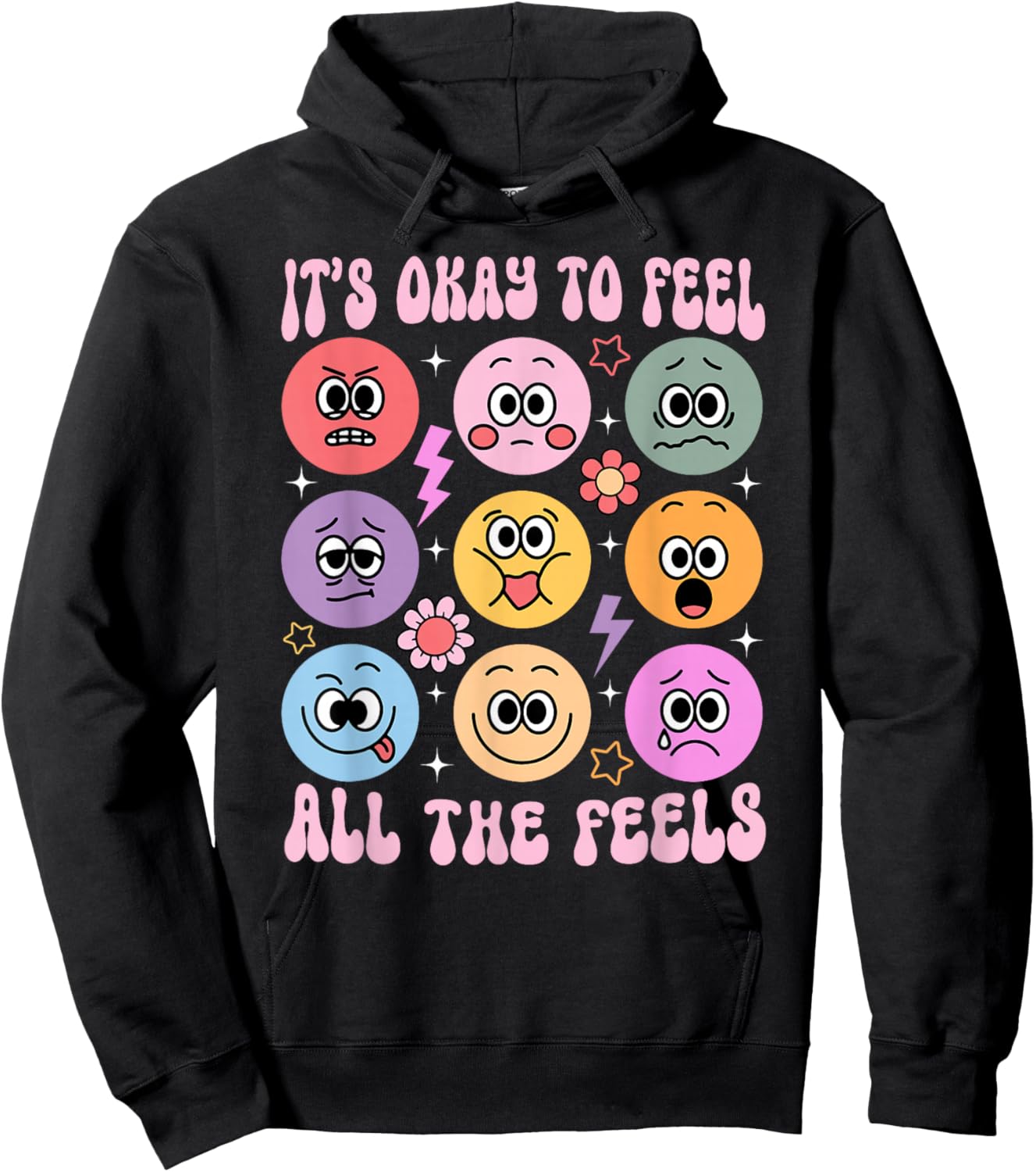 It's Okay to Feel All The Feels Funny Mental Health Hoodie - Hoodie | Black