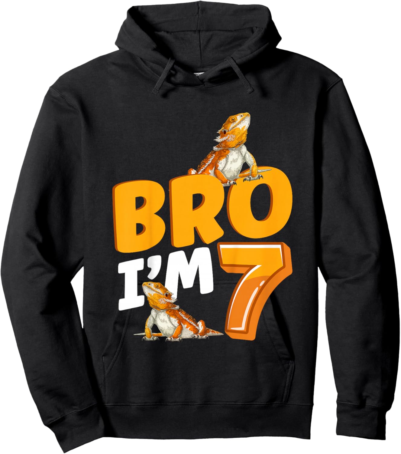 7th Reptile Birthday Seven Year Old Bearded Dragon Birthday Hoodie - Hoodie | Black