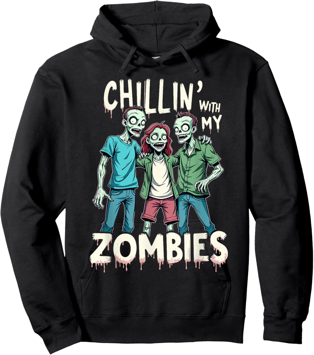 Chillin With My Zombies Funny Zombie Costume Boys Halloween Hoodie - Hoodie | Black
