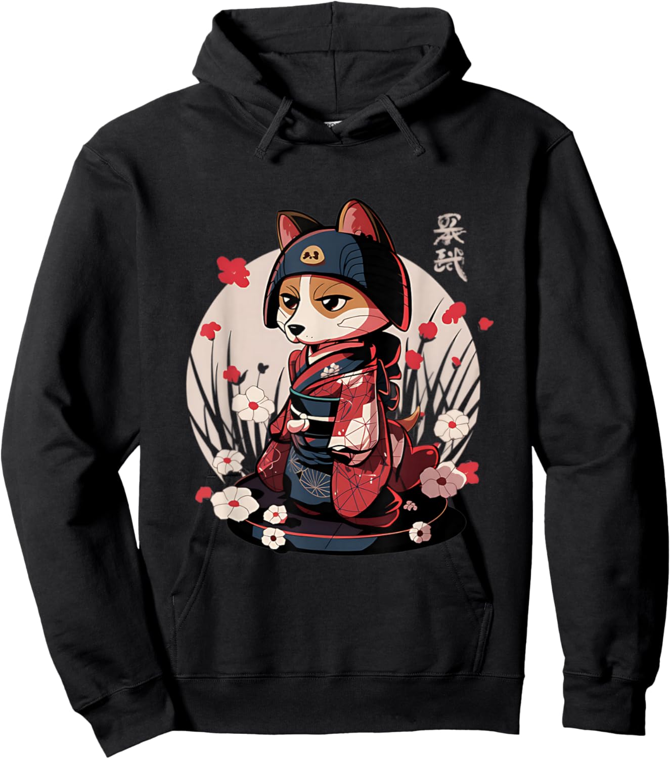 Japanese Samurai Dog Tattoo Kawaii Ninja Dog Hoodie - Hoodie | Black