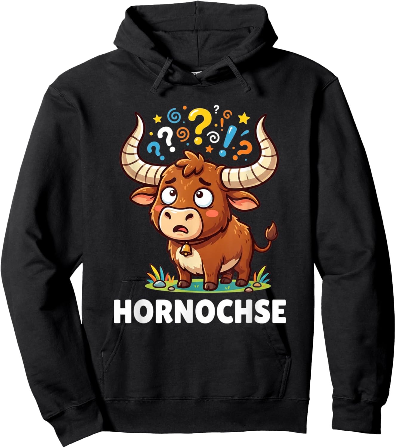 Hornochse Lustiger Verpeilter Ochse Cartoon Spaß Hoodie - Hoodie | Black