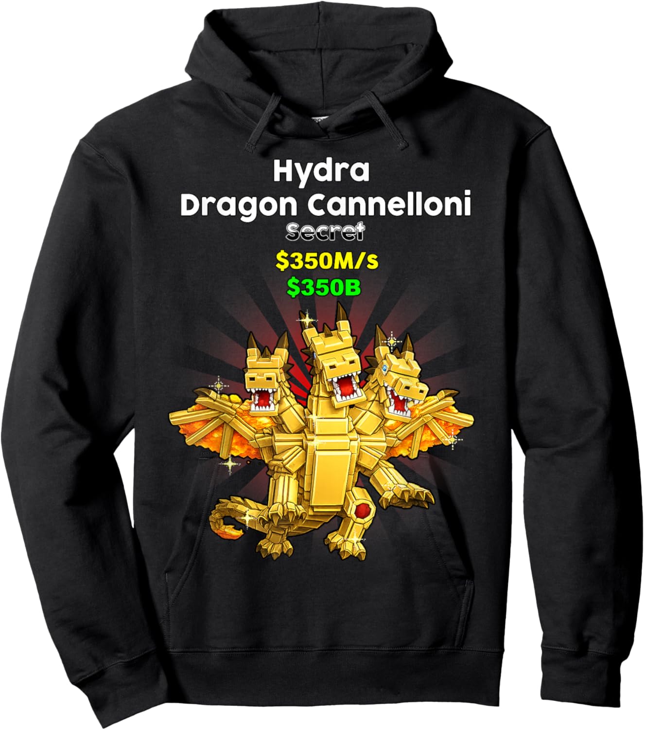 Secret Hydra Dragon Cannelloni Brainrot for Boys Kids Teens Hoodie - Hoodie | Black