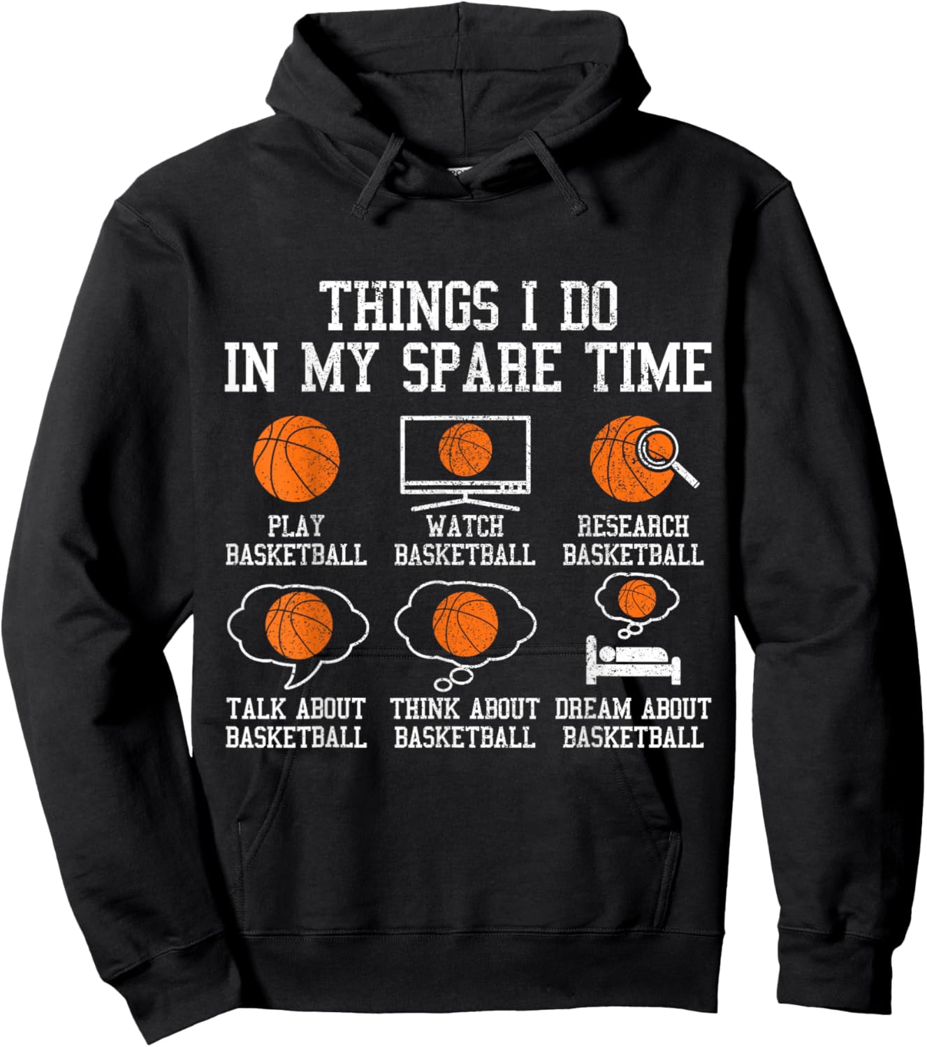 Basketball Things I Do in My Spare Time Bball Player Sports Hoodie - Hoodie | Black