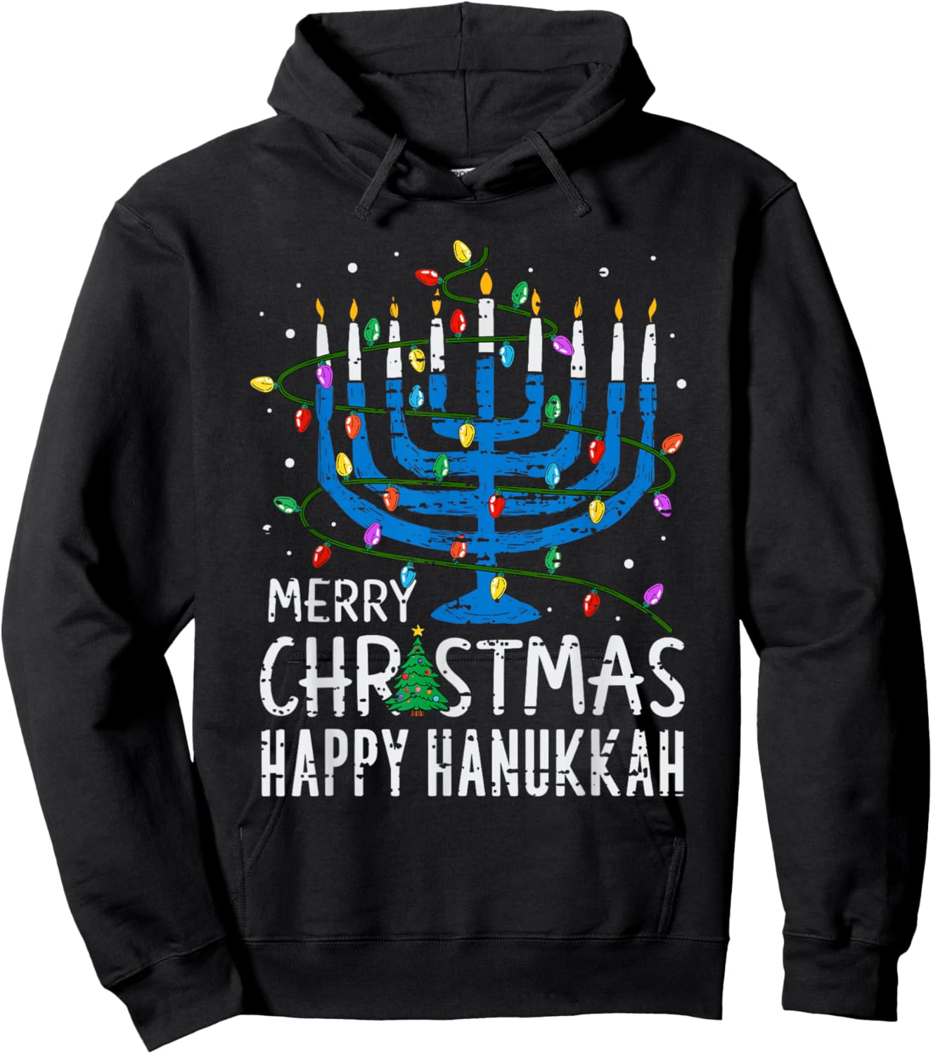 Merry Chrismukkah Happy Christmas Hanukkah Chanukah Jewish Hoodie - Hoodie | Black