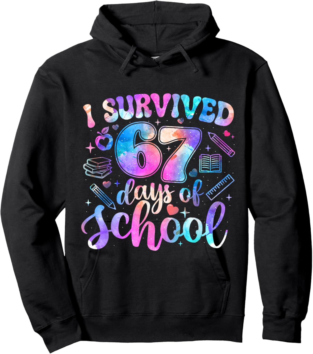 I Survived 67 Days of School - Six Seven Meme Students Hoodie - Hoodie | Black