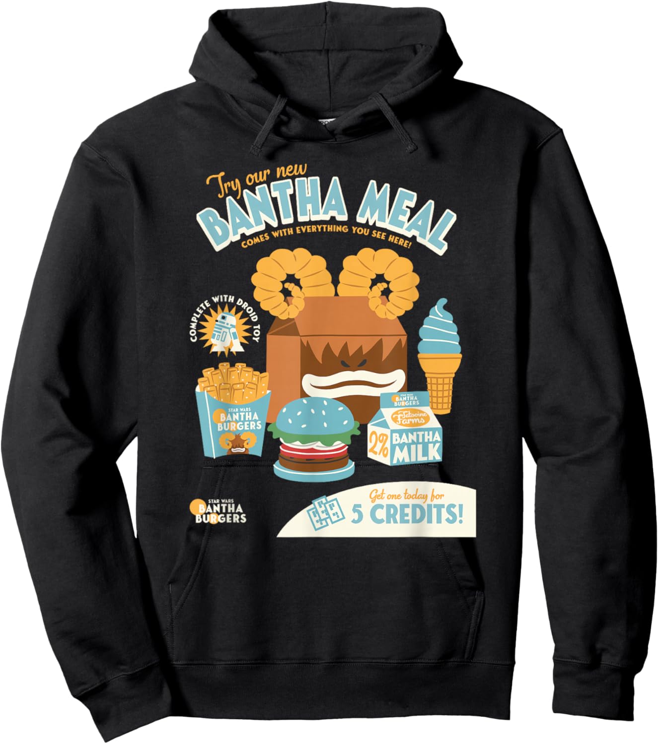 Star Wars Try Our New Bantha Meal Complete With Droid Toy Hoodie - Hoodie | Black