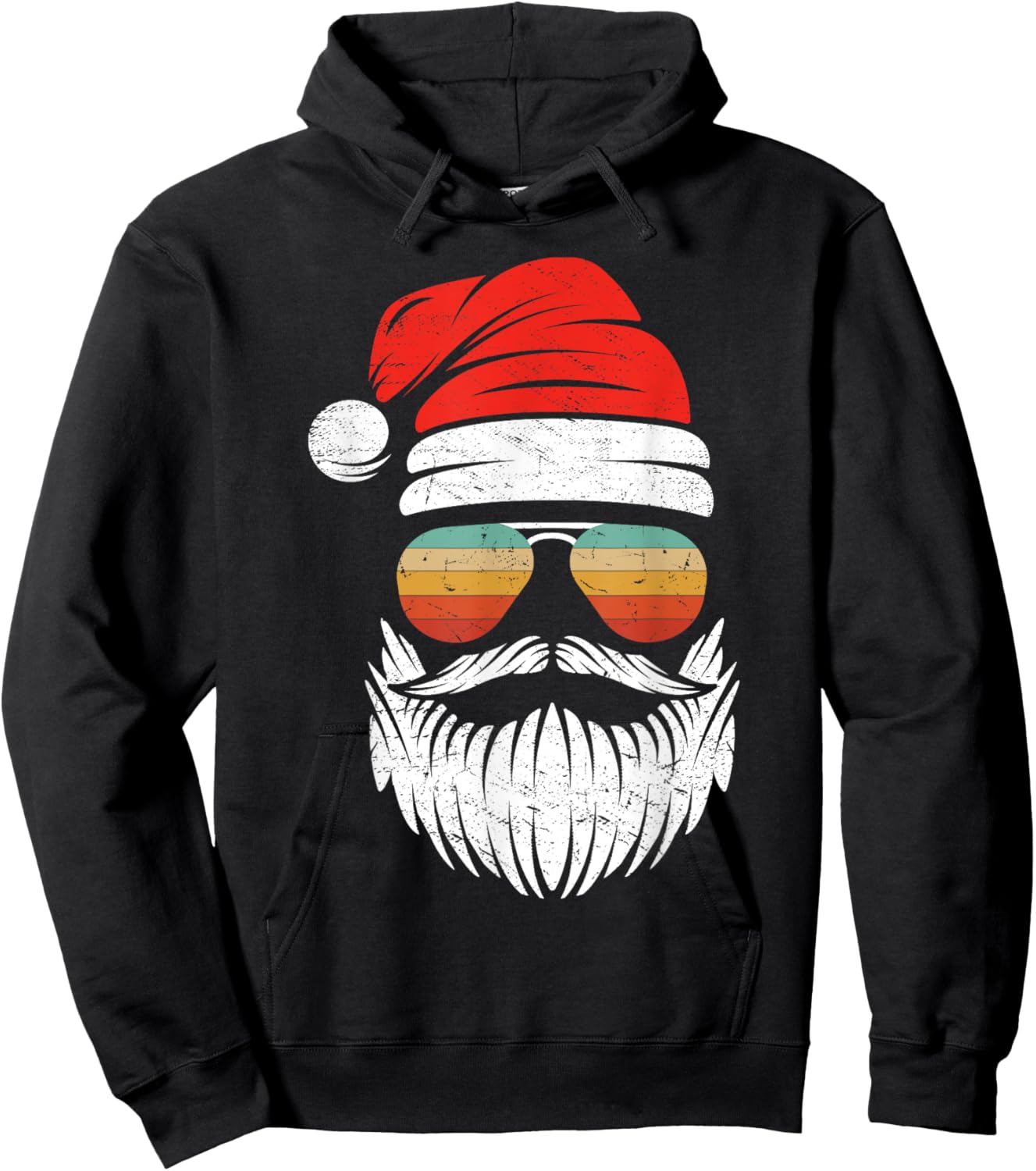 Santa Face Retro Sunglasses Christmas Xmas Men Women Kids Hoodie - Hoodie | Black