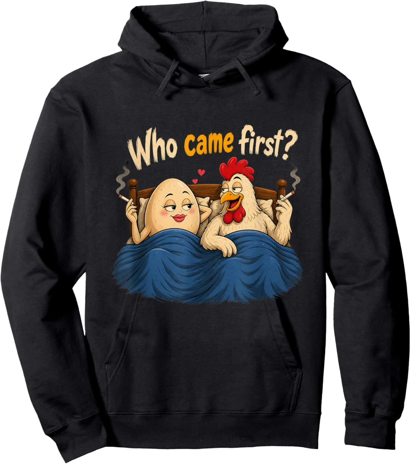 Who Came First The Chicken Or The Egg Funny Hoodie - Hoodie | Black