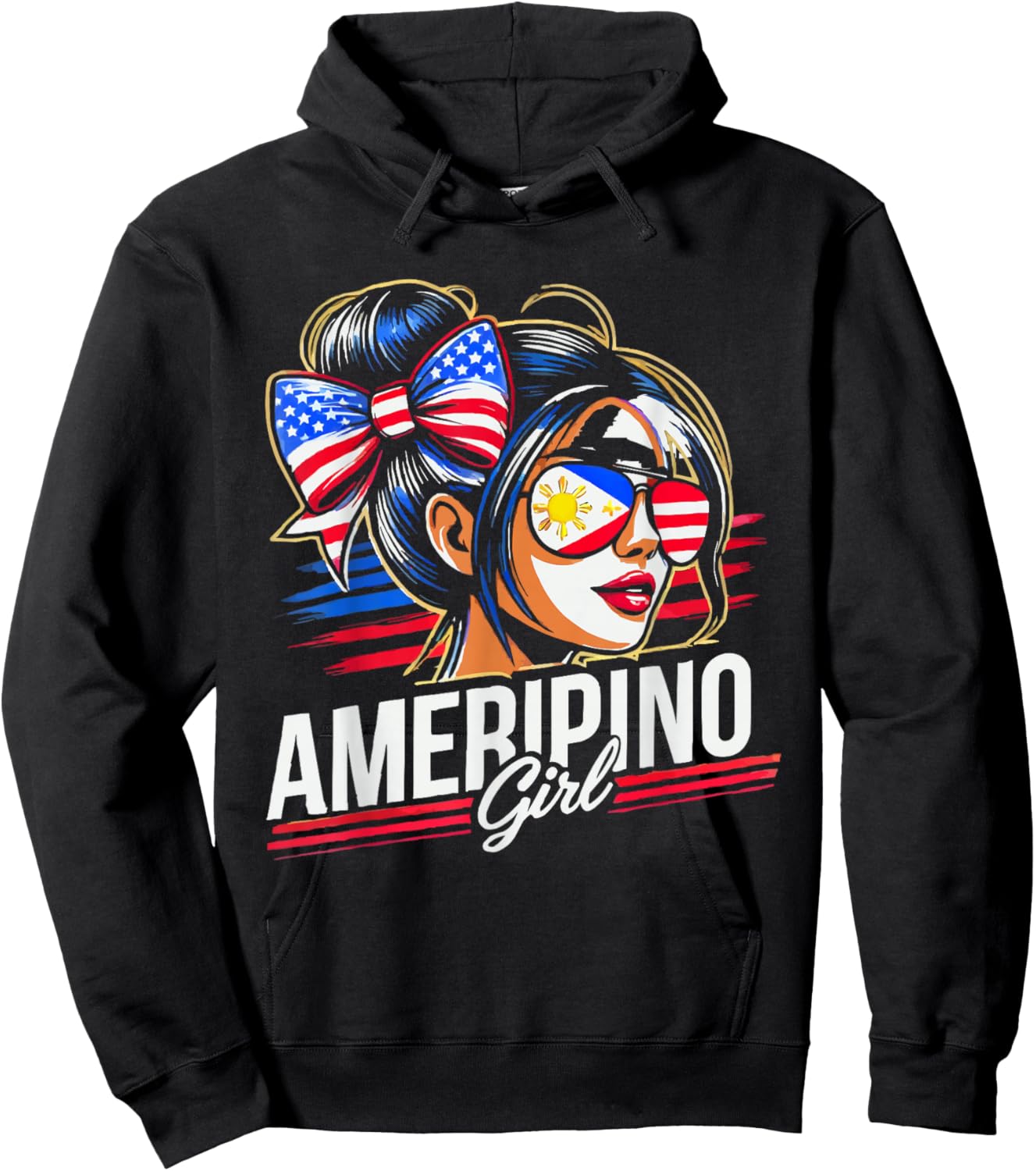 Half Filipino Half American USA Flag Philippines America Hoodie - Hoodie | Black