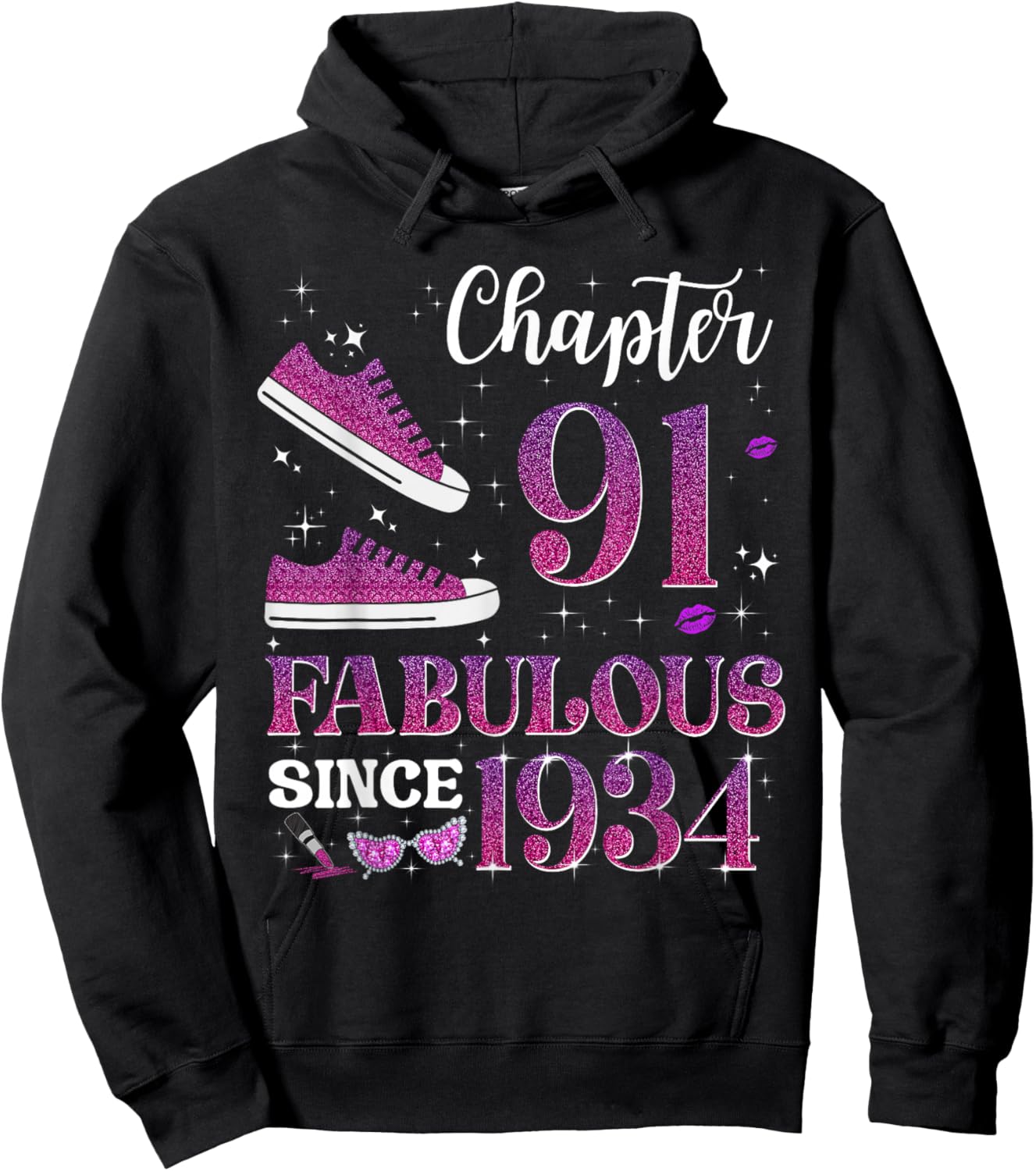 Chapter 91 Fabulous Since 1934 91st Birthday Girl Lady Hoodie - Hoodie | Black