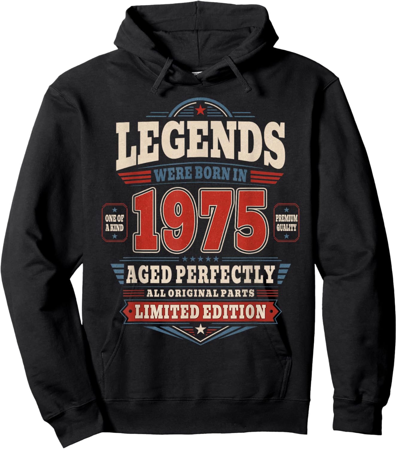 51 Anniversaire Cadeau Homme et Femme Vintage Année 1975 Hoodie - Hoodie | Black