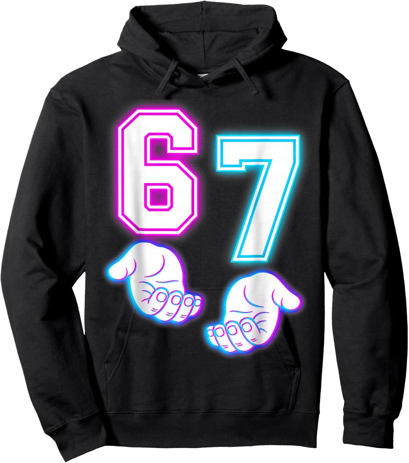Six Seven 67 Meme 6 7 Glowing Hands Hoodie - Hoodie | Black