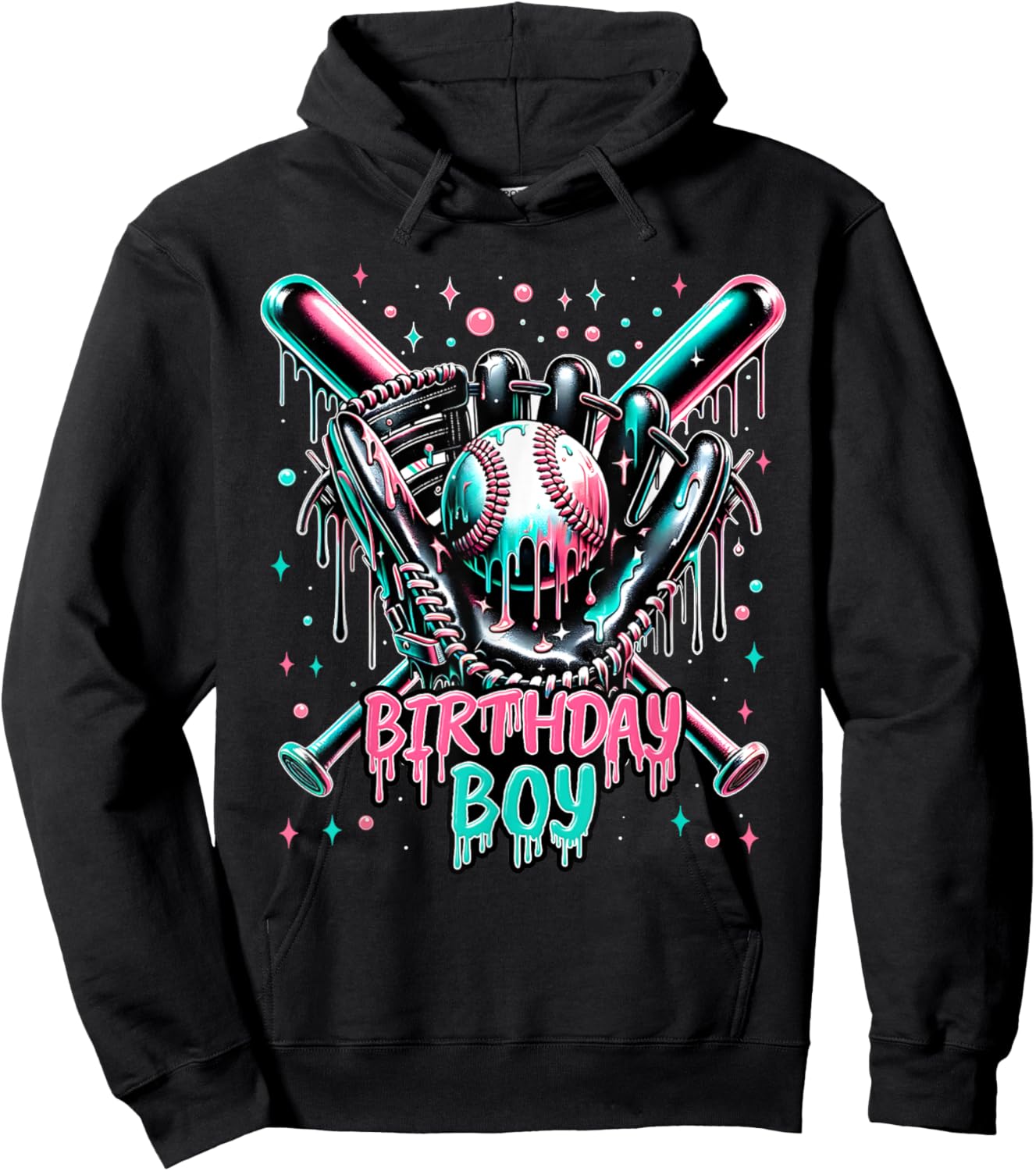 Drip Themed Baseball Birthday Boy Funny Sports Boys Gifts Hoodie - Hoodie | Black