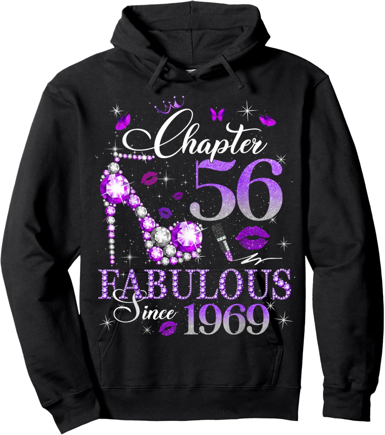 Chapter 56 Fabulous Since 1969 56th Birthday Queen Diamond Hoodie - Hoodie | Black