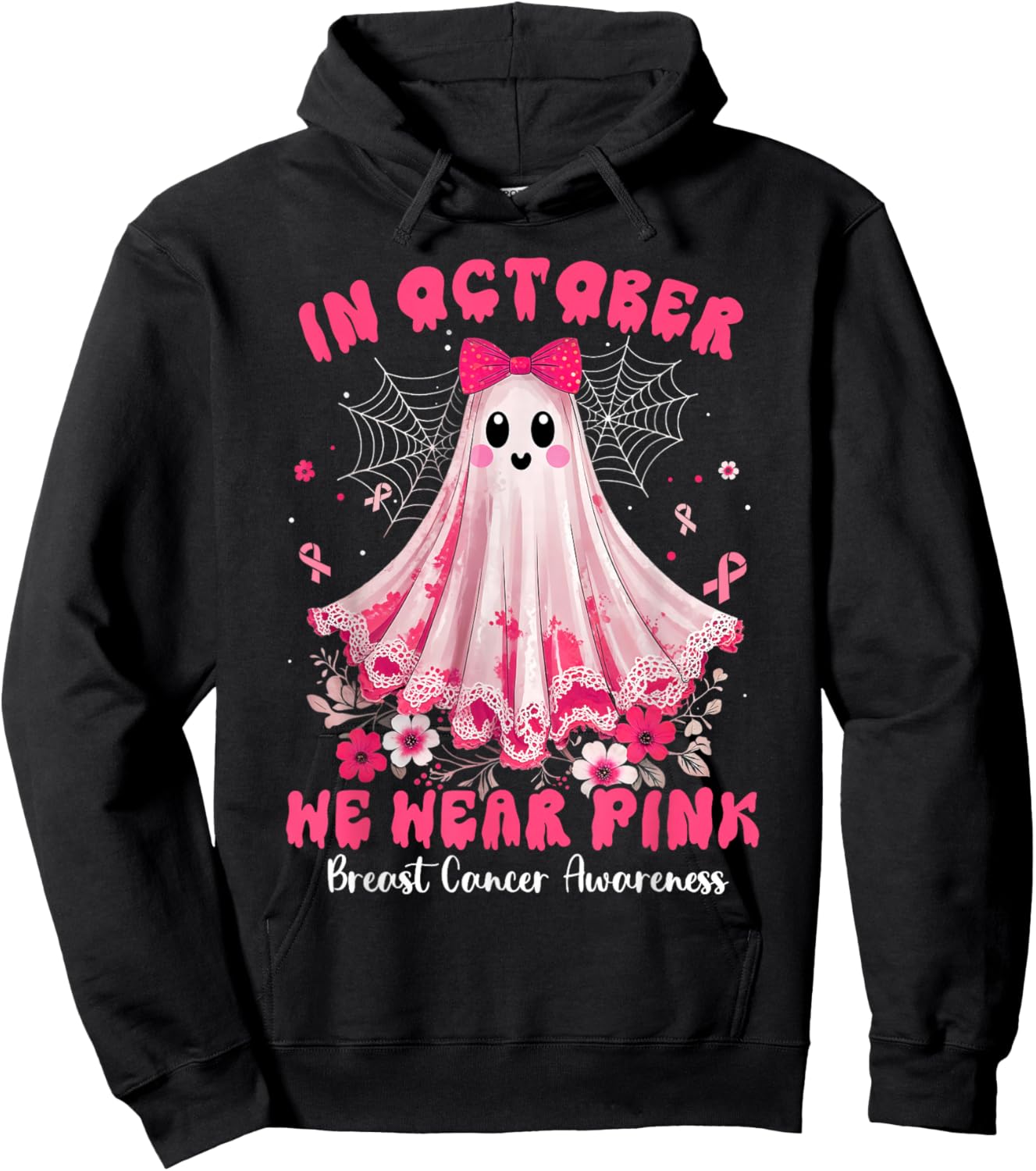 Breast Cancer Women Halloween in October We Wear Pink Witch Hoodie - Hoodie | Black