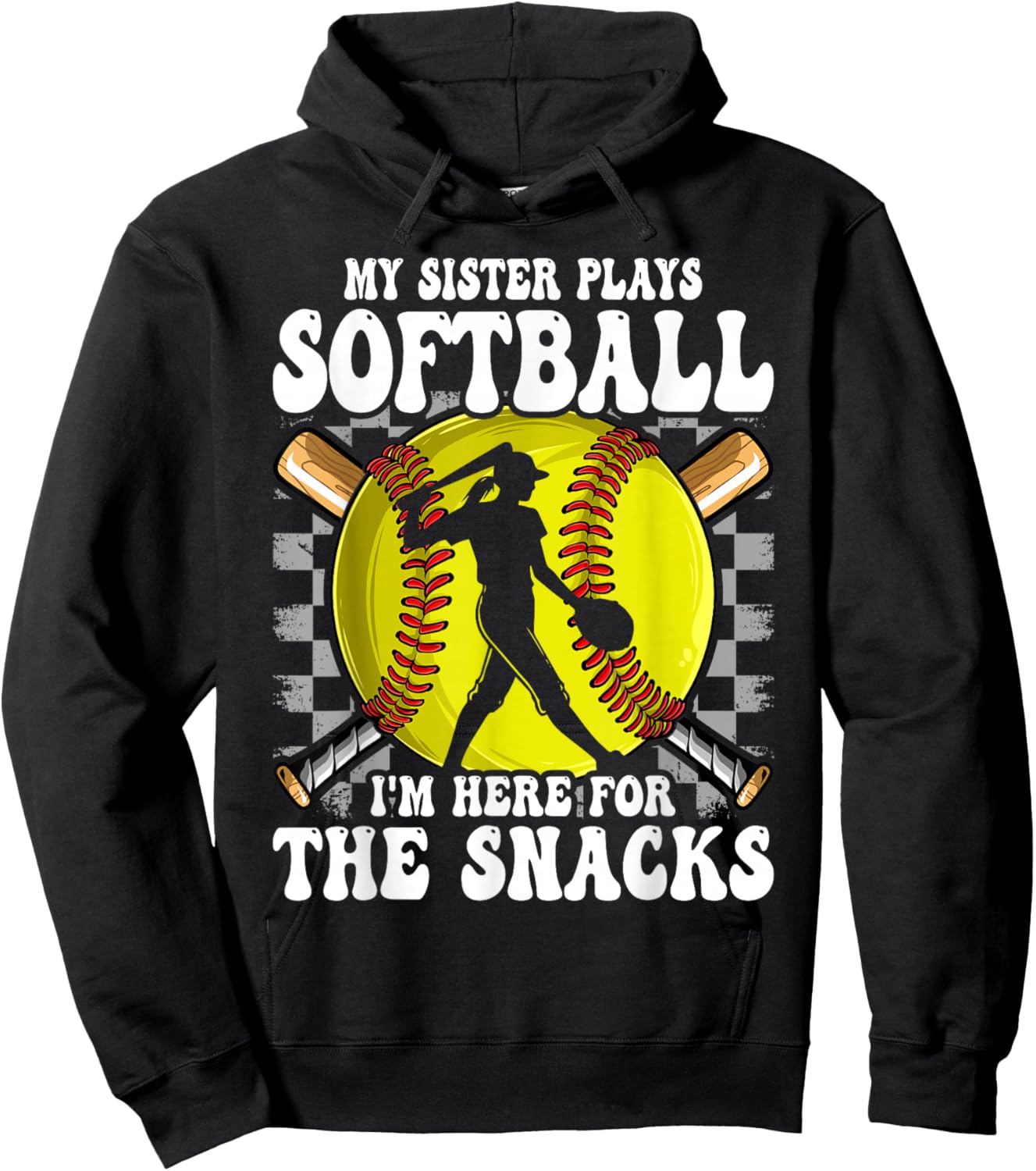 My Sister Plays Softball I'm Here for The Snacks Brother Kid Hoodie - Hoodie | Black