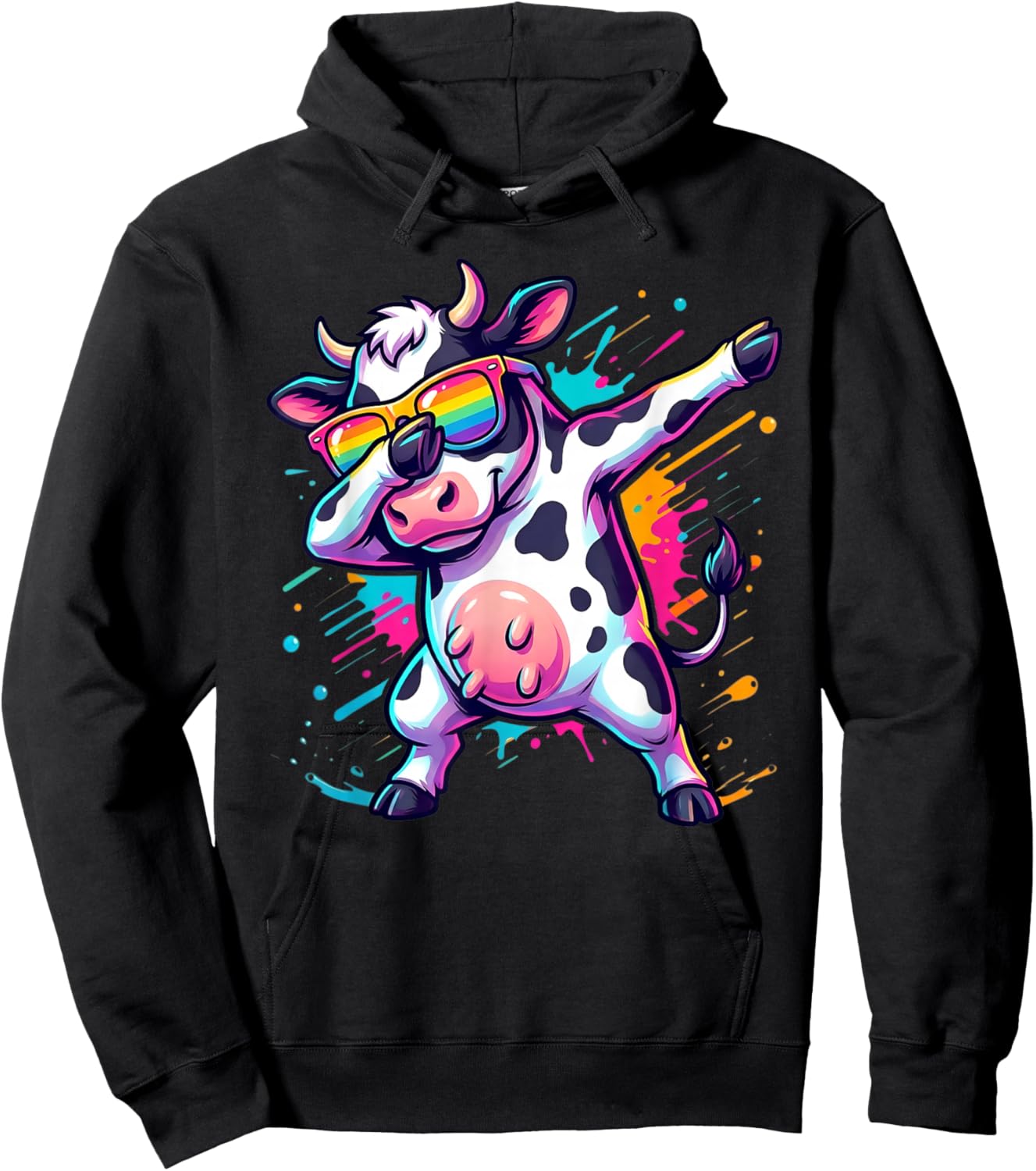 Dabbing Cow Cattle Dairy Farmer Kids Boys Cow Lovers Hoodie - Hoodie | Black