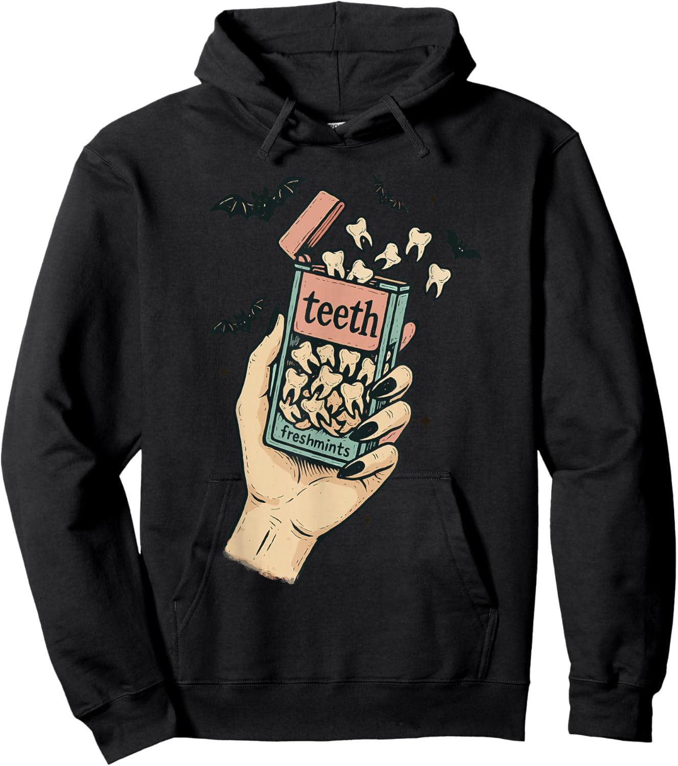 Halloween Teeth Freshmints Funny Halloween Hoodie - Hoodie | Black