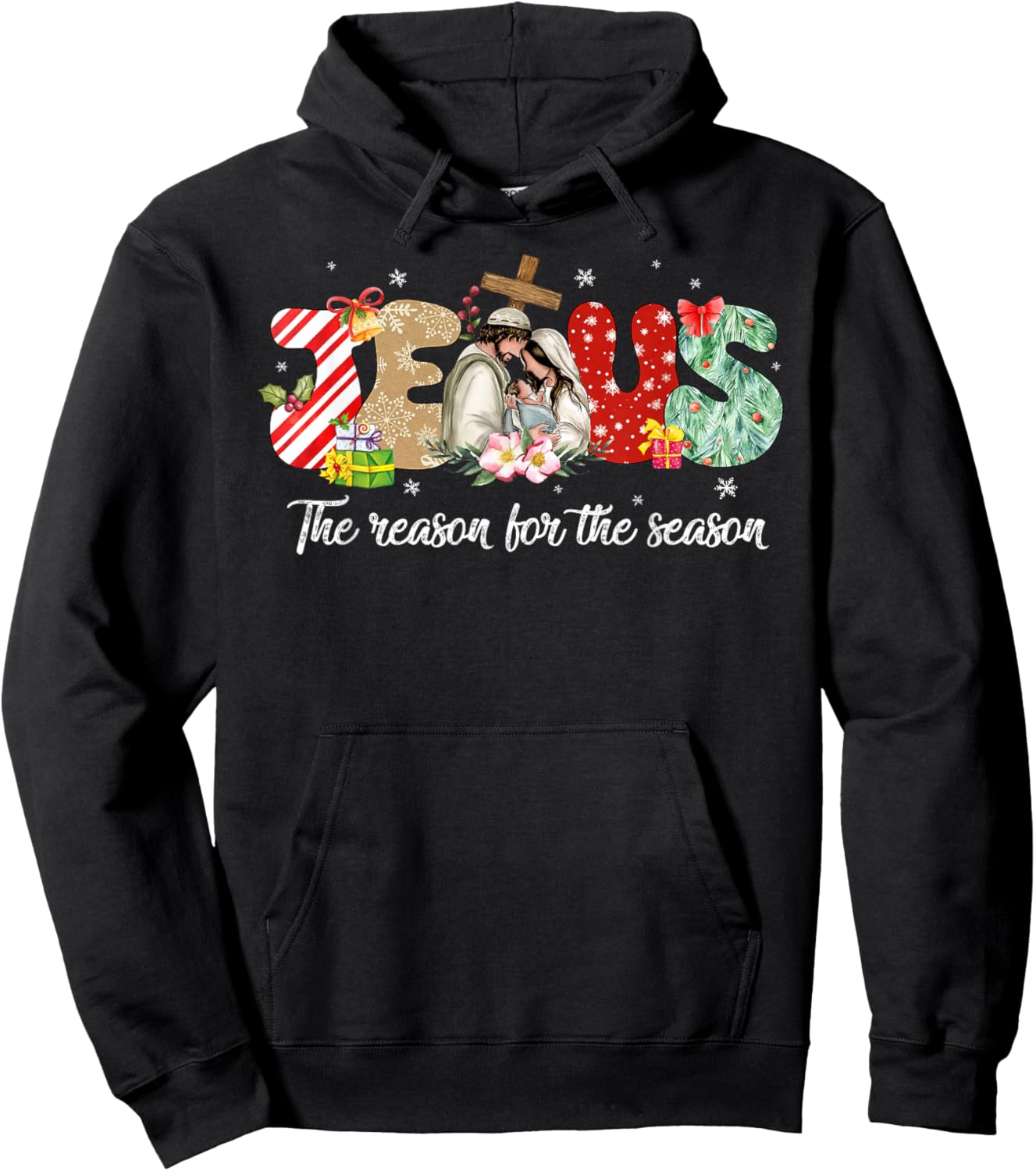 Christmas Jesus Is The Reason For The Season Jesus Pajamas Hoodie - Hoodie | Black
