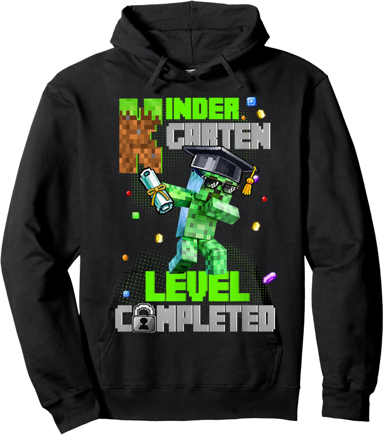 Kindergarten Level Completed Last Day of School Dabbing Game Hoodie - Hoodie | Black