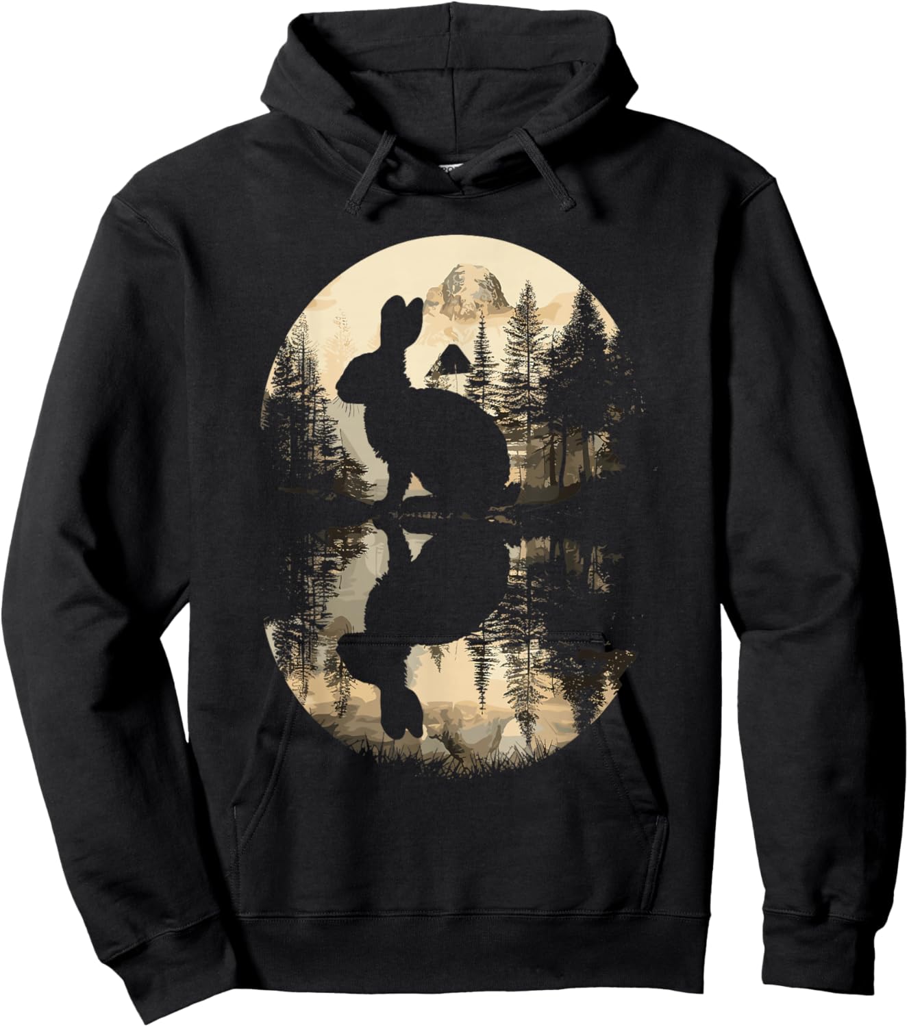 Rabbit Reflection Cute Bunny Nature Wildlife Hoodie - Hoodie | Black
