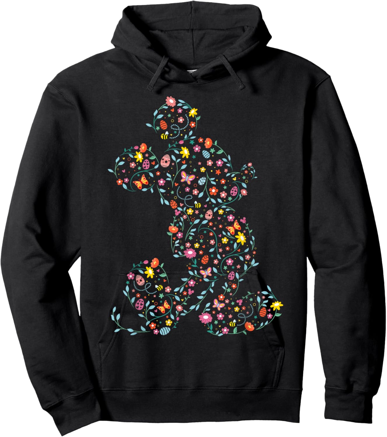 Disney Mickey Mouse Spring Flower Easter Egg Silhouette Pose Hoodie - Hoodie | Black